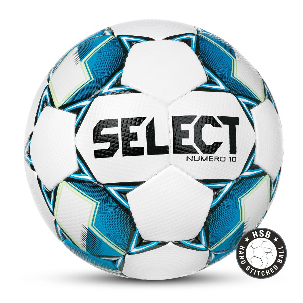 Select Numero 10 V22 Wedstrijdbal - Wit / Lichtblauw / Zwart | Maat: 3