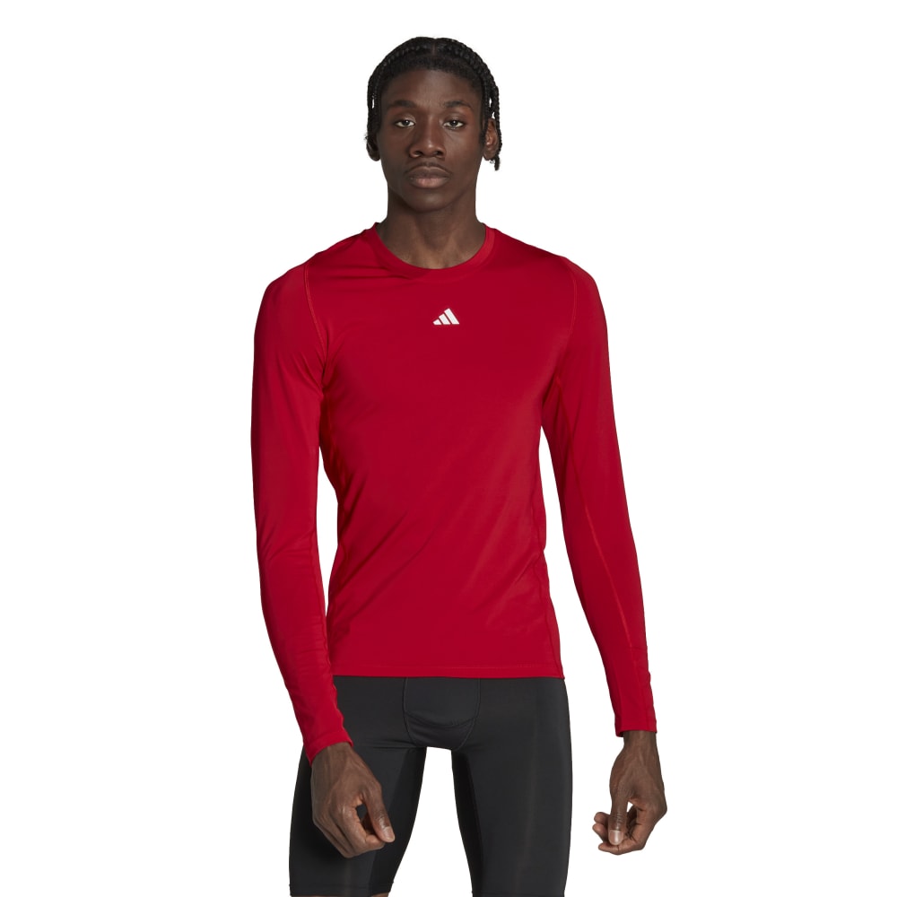 adidas TechFit Ondershirt Lange Mouwen Rood Grijs