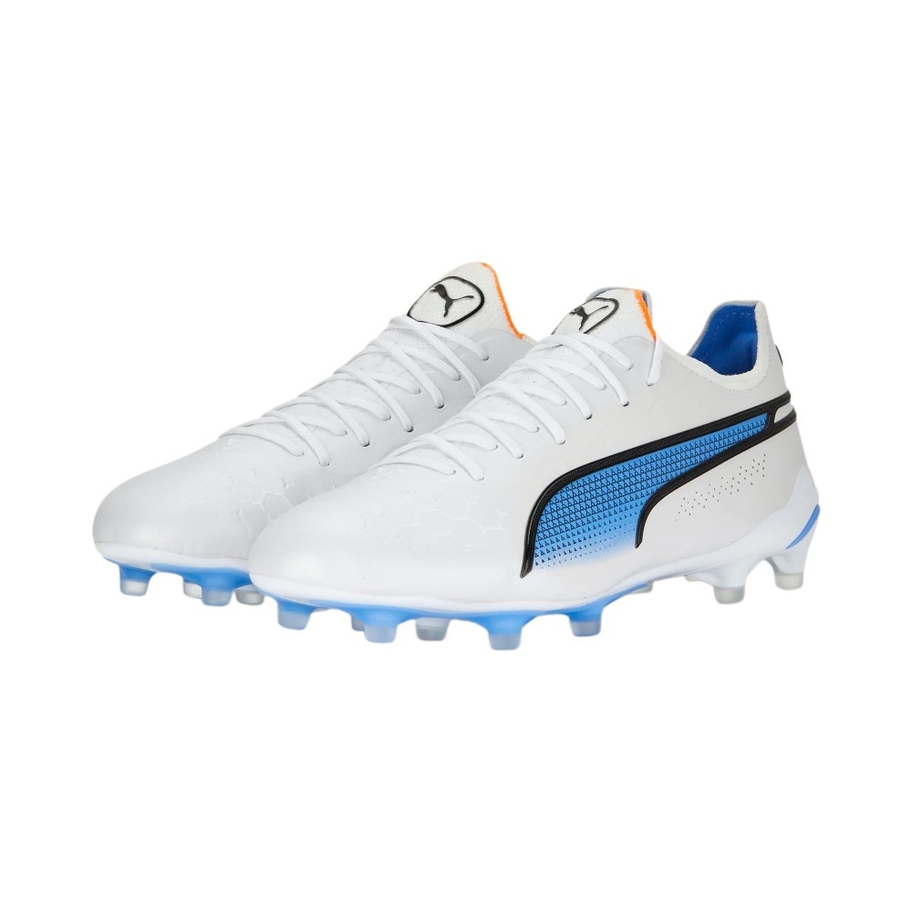 PUMA King Ultimate Gras / Kunstgras Voetbalschoenen (MG) Wit Zwart Blauw Oranje