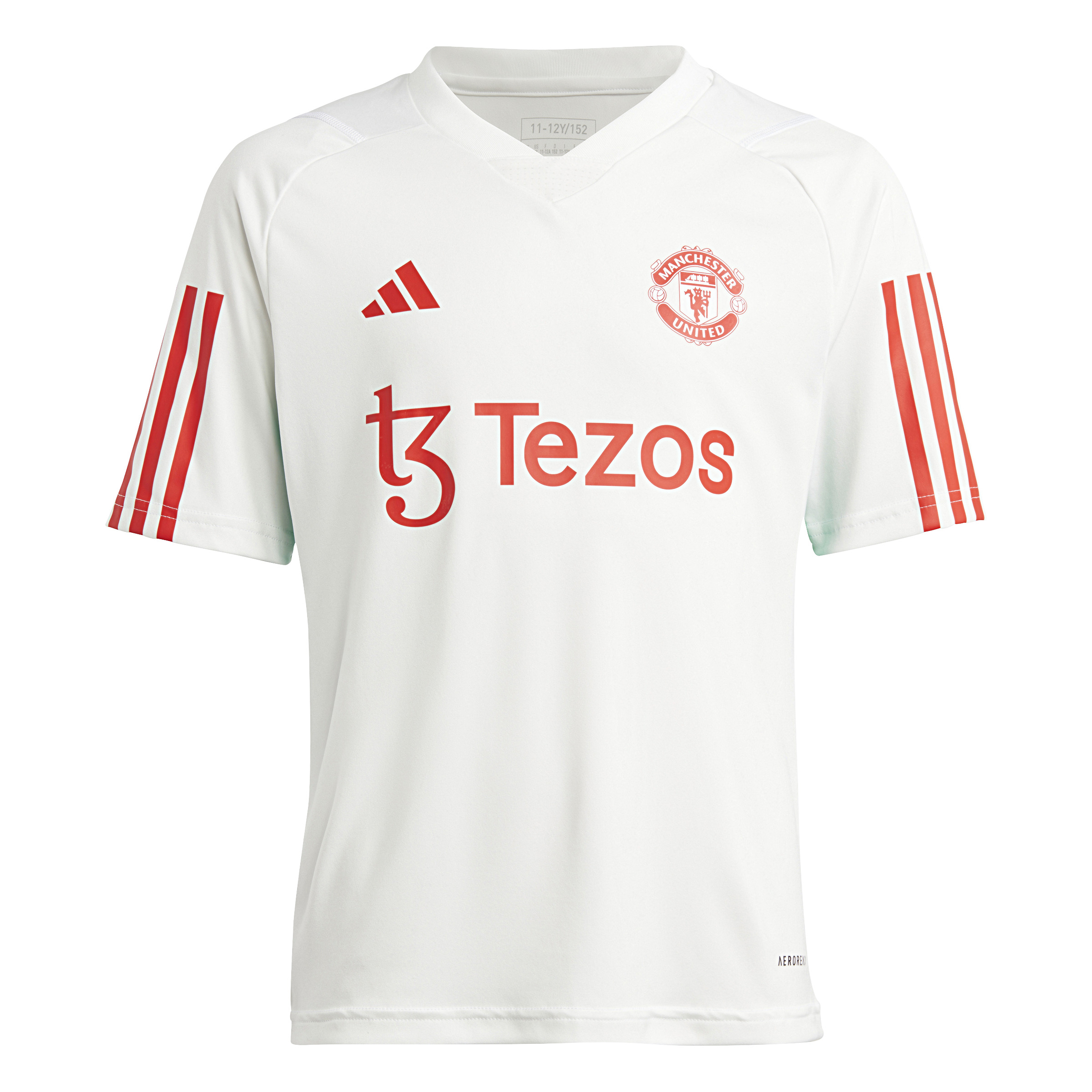 adidas Manchester United Trainingsshirt 2023-2024 Kids Wit Rood Lichtgroen