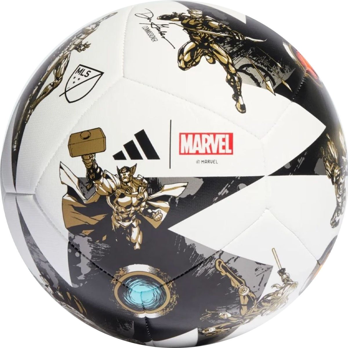 adidas MLS Marvel All-Star Game Training Voetbal Maat 5 Wit Zwart Goud