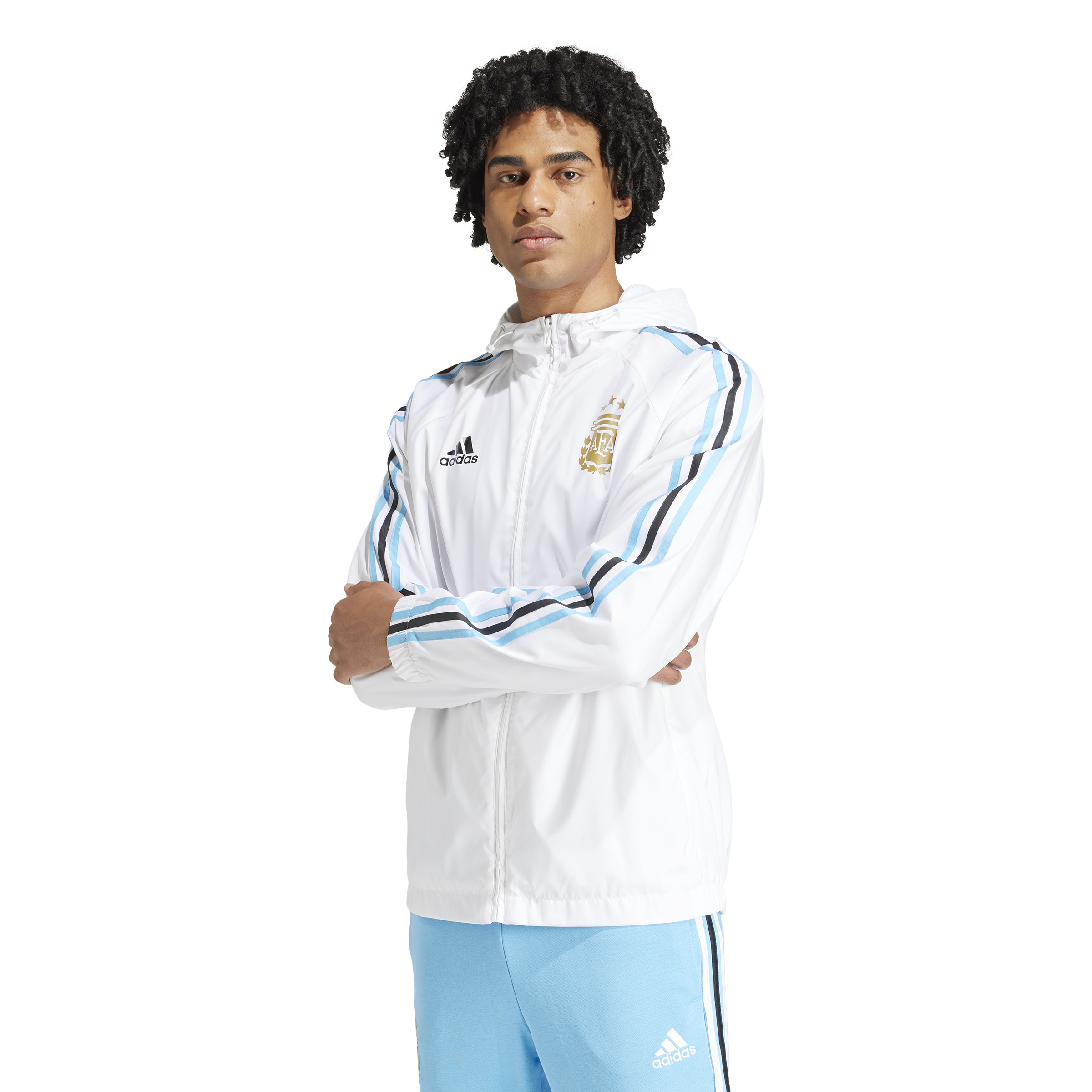 adidas Argentinië DNA Windbreaker 2024-2026 Wit Lichtblauw Zwart