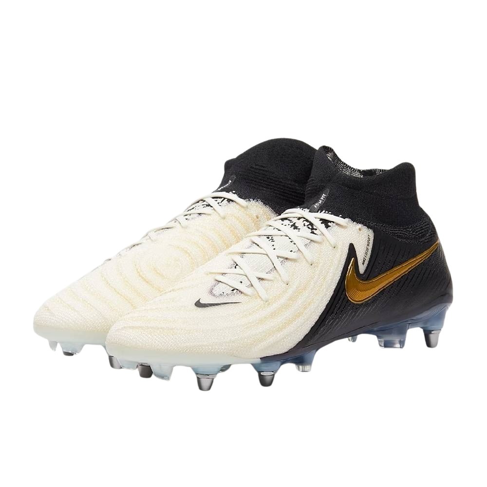 Nike Phantom Luna II Elite IJzeren-Nop Voetbalschoenen (SG) Pro Player Zwart Gebroken Wit Goud