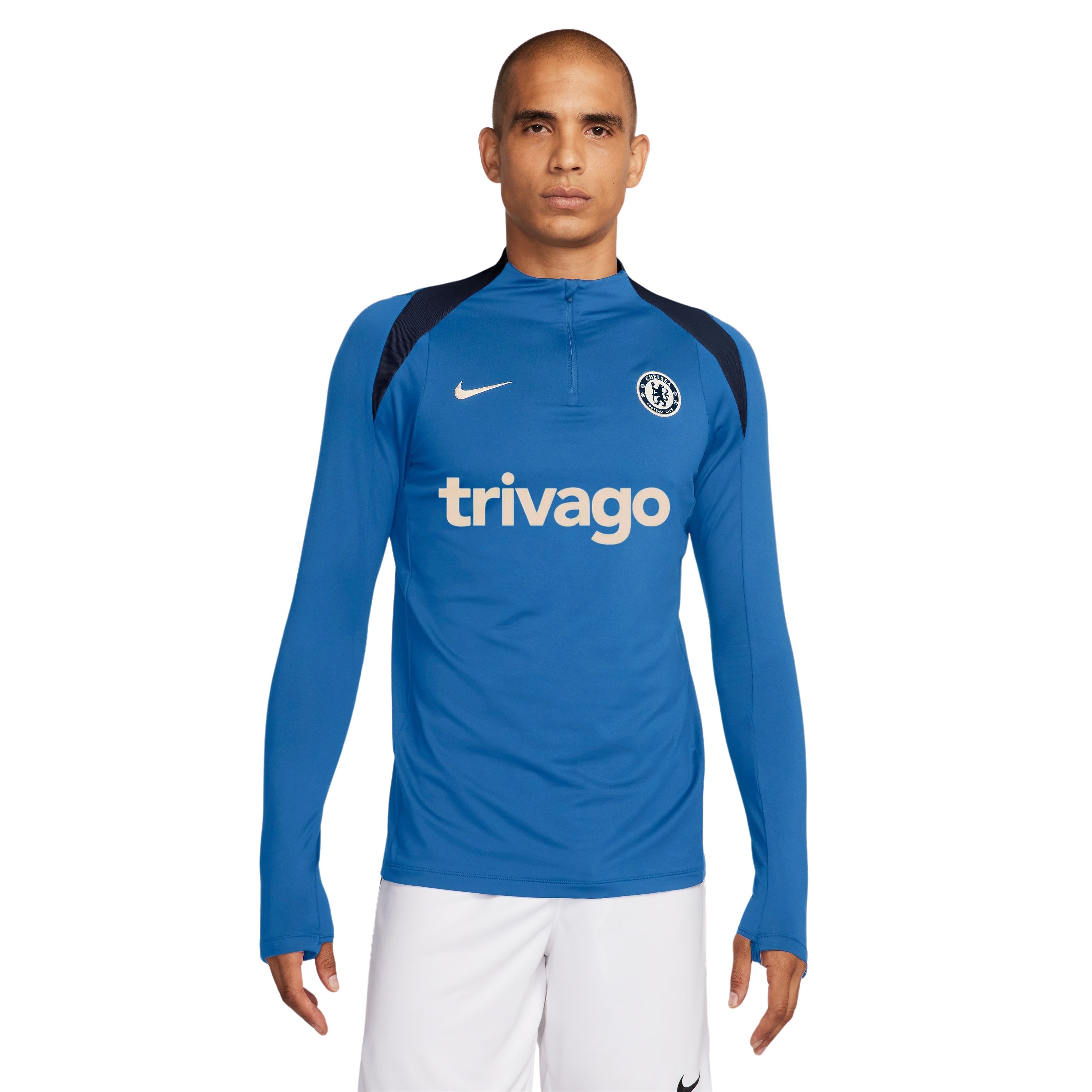 Nike Chelsea Strike Trainingstrui 1/4-Zip 2024-2025 Blauw Donkerblauw