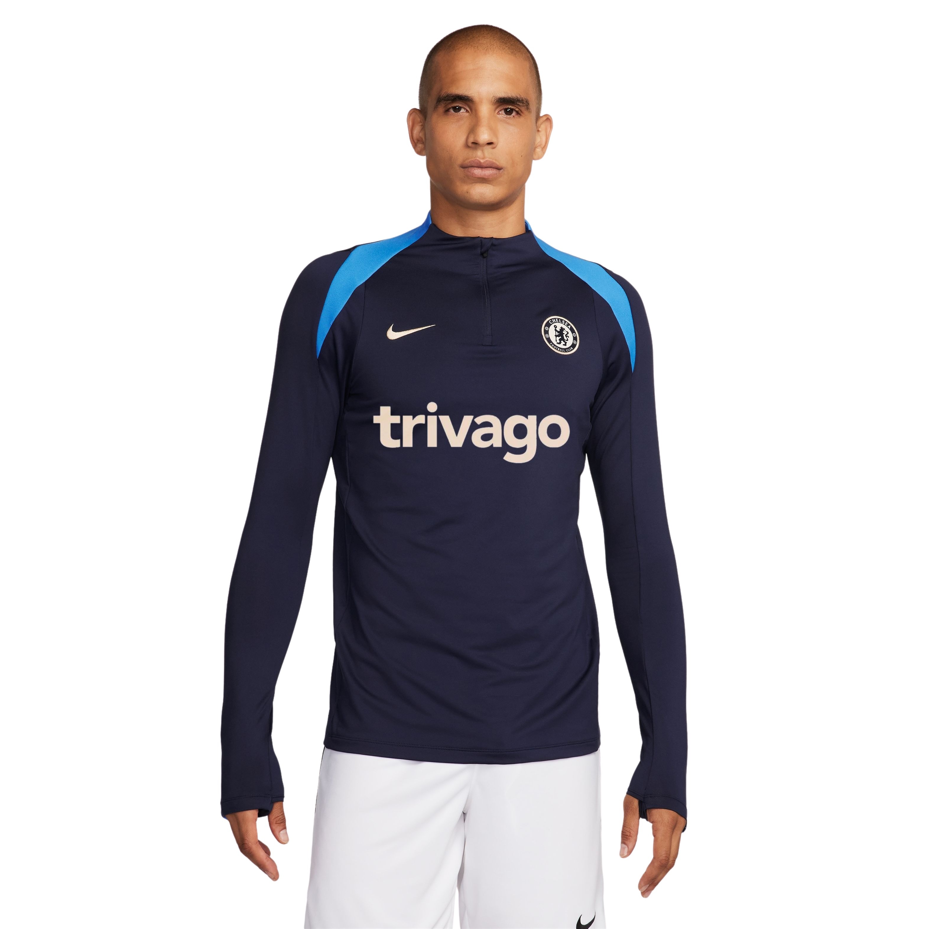 Nike Chelsea Strike Trainingstrui 1/4-Zip 2024-2025 Donkerblauw Blauw