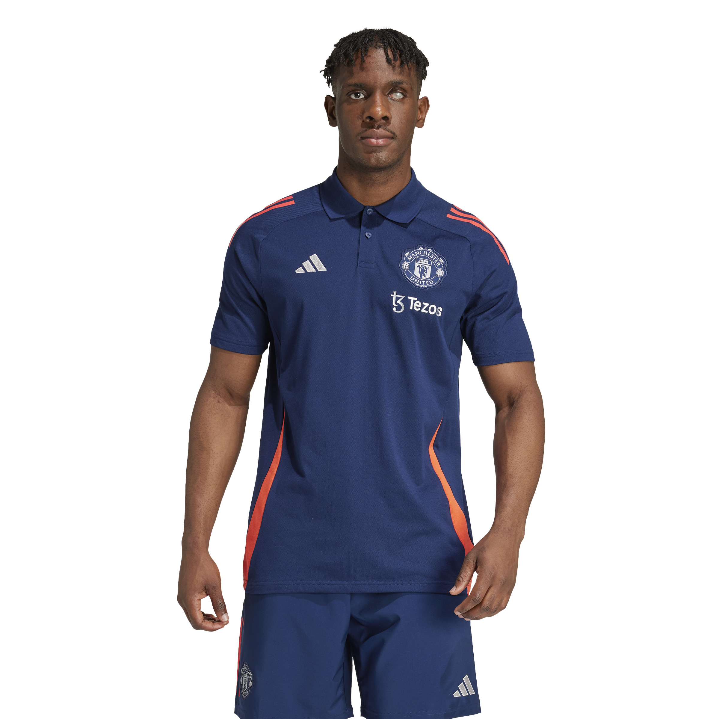 adidas Manchester United Polo 2024-2025 Donkerblauw Rood Wit