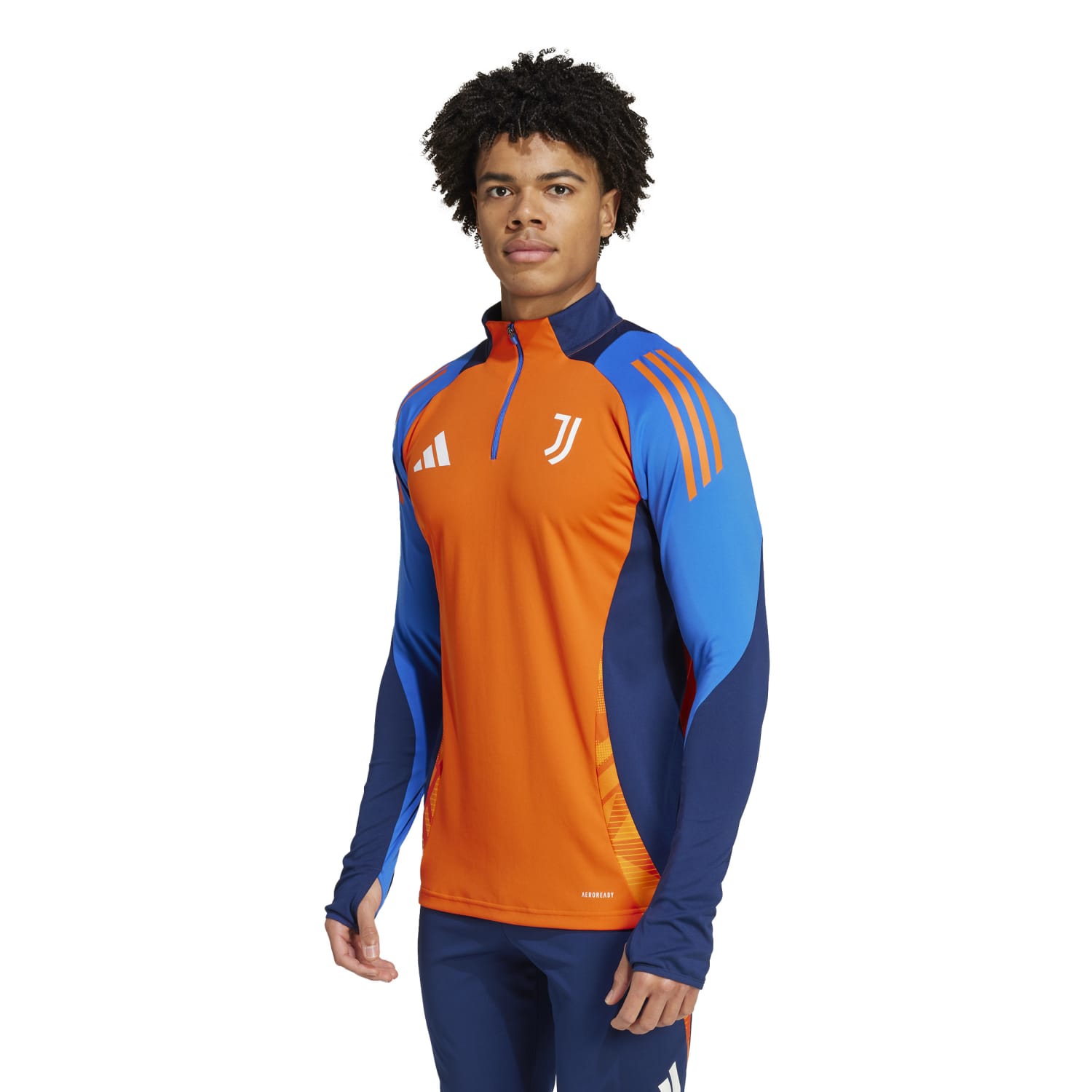 adidas Juventus Trainingstrui 1/4-Zip 2024-2025 Oranje Blauw Wit