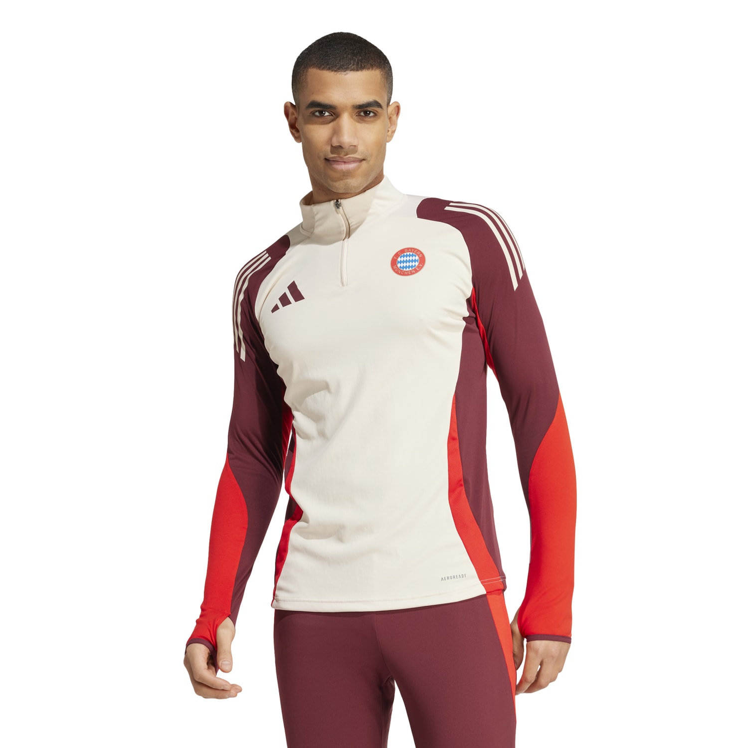 adidas Bayern München Trainingstrui 1/4-Zip Europees 2024-2025 Wit Bordeauxrood Rood