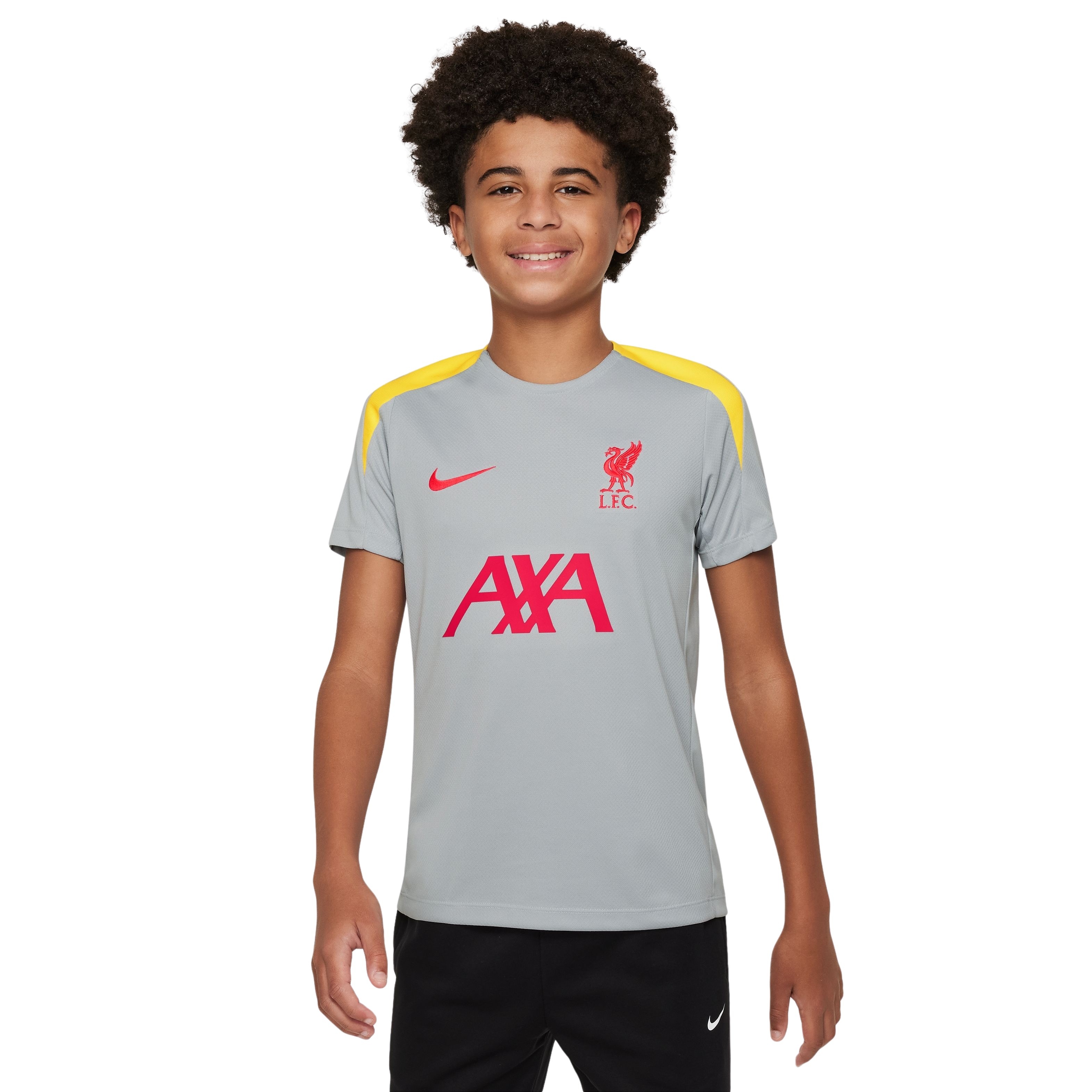 Nike Liverpool Strike Trainingsshirt 2024-2025 Kids Grijs Geel Rood