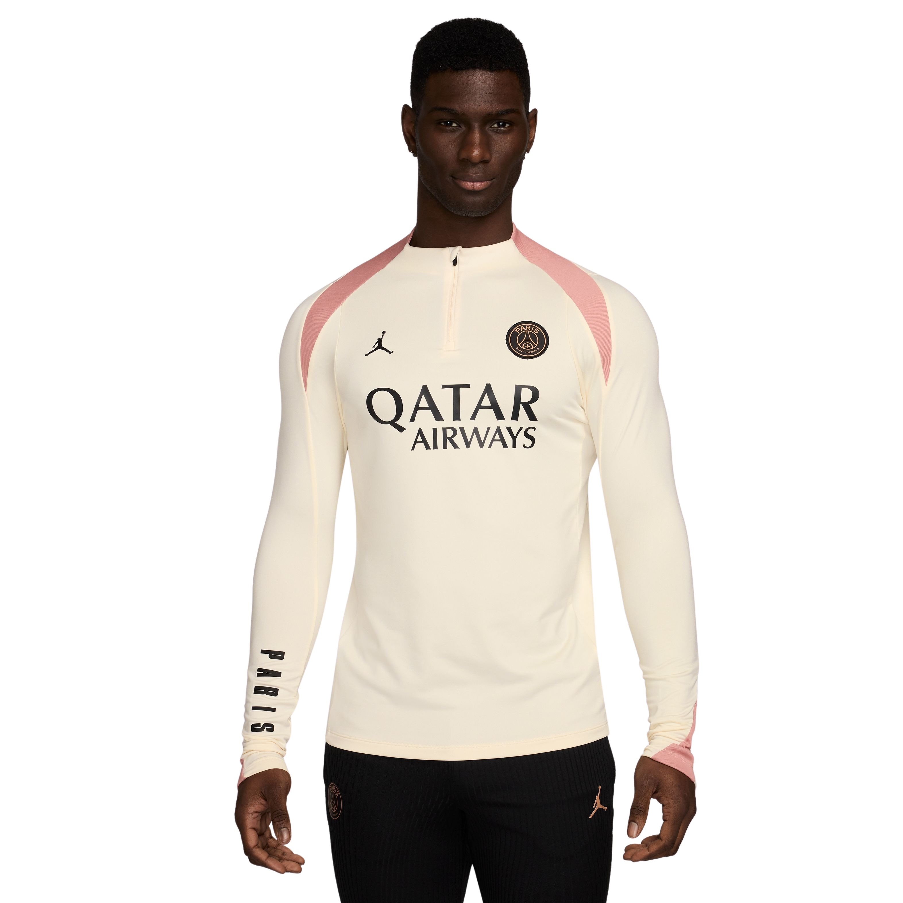 Nike Paris Saint-Germain x Jordan Strike Trainingstrui 1/4-Zip 2024-2025 Gebroken Wit Roze Zwart