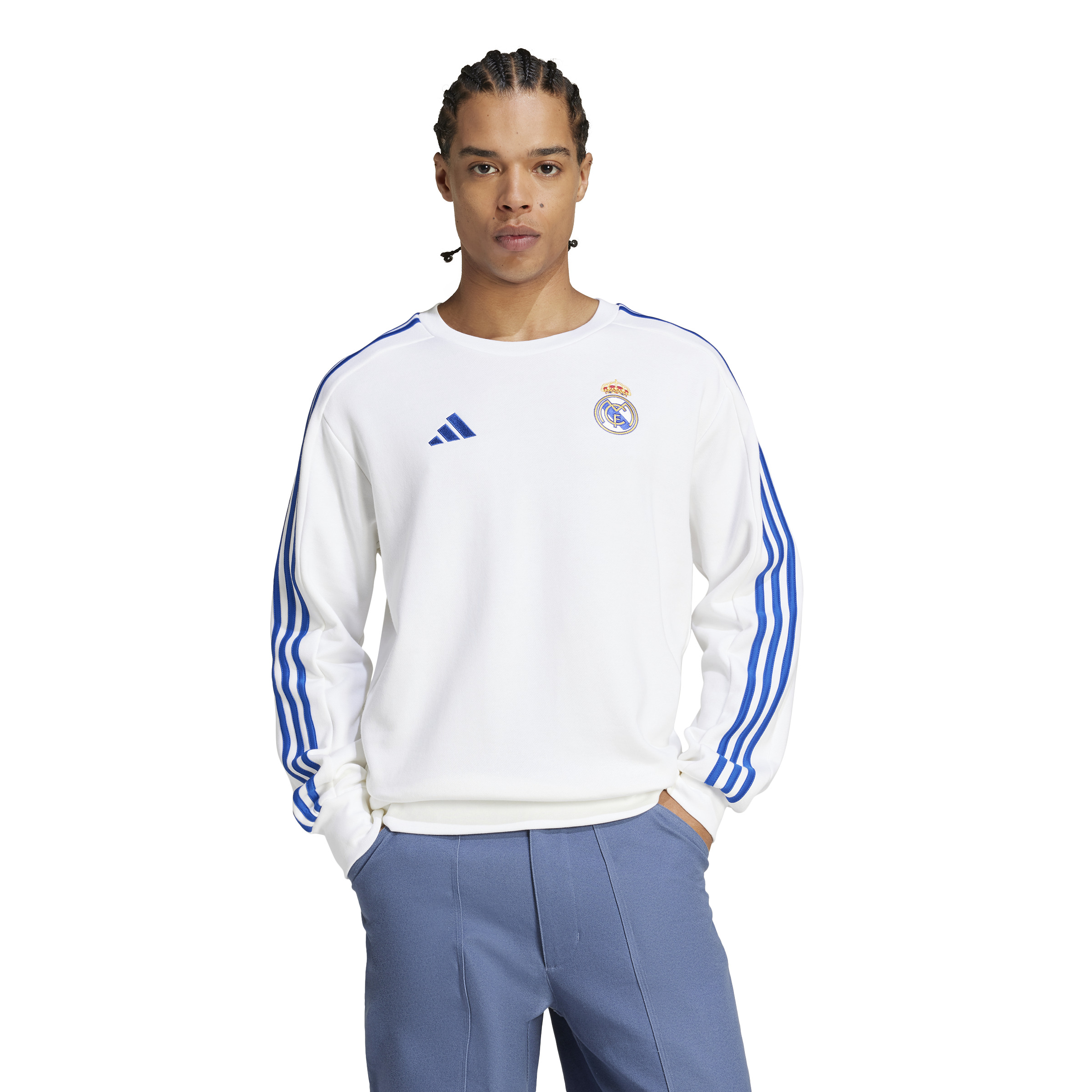 adidas Real Madrid Culturewear DNA Crew Sweater 2024-2025 Wit Blauw