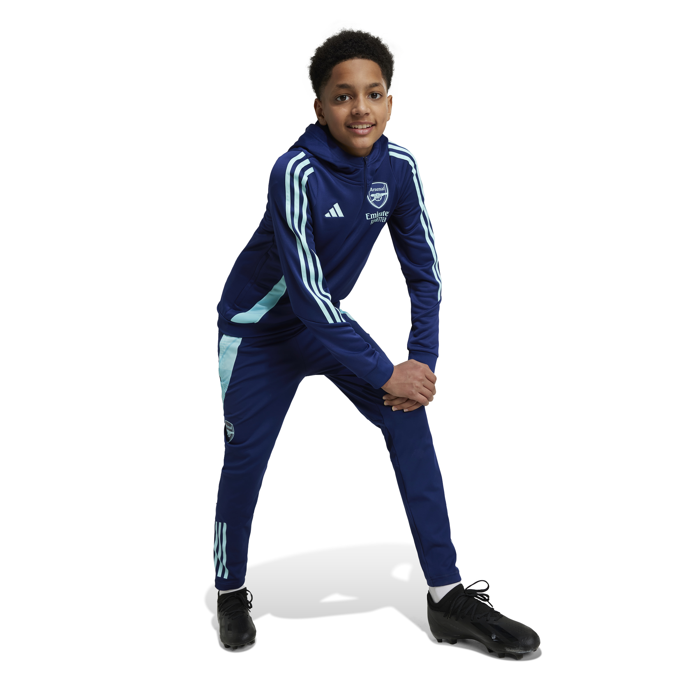 Adidas Arsenal Track Hoodie Trainingspak 2024-2025 Kids Donkerblauw Lichtblauw