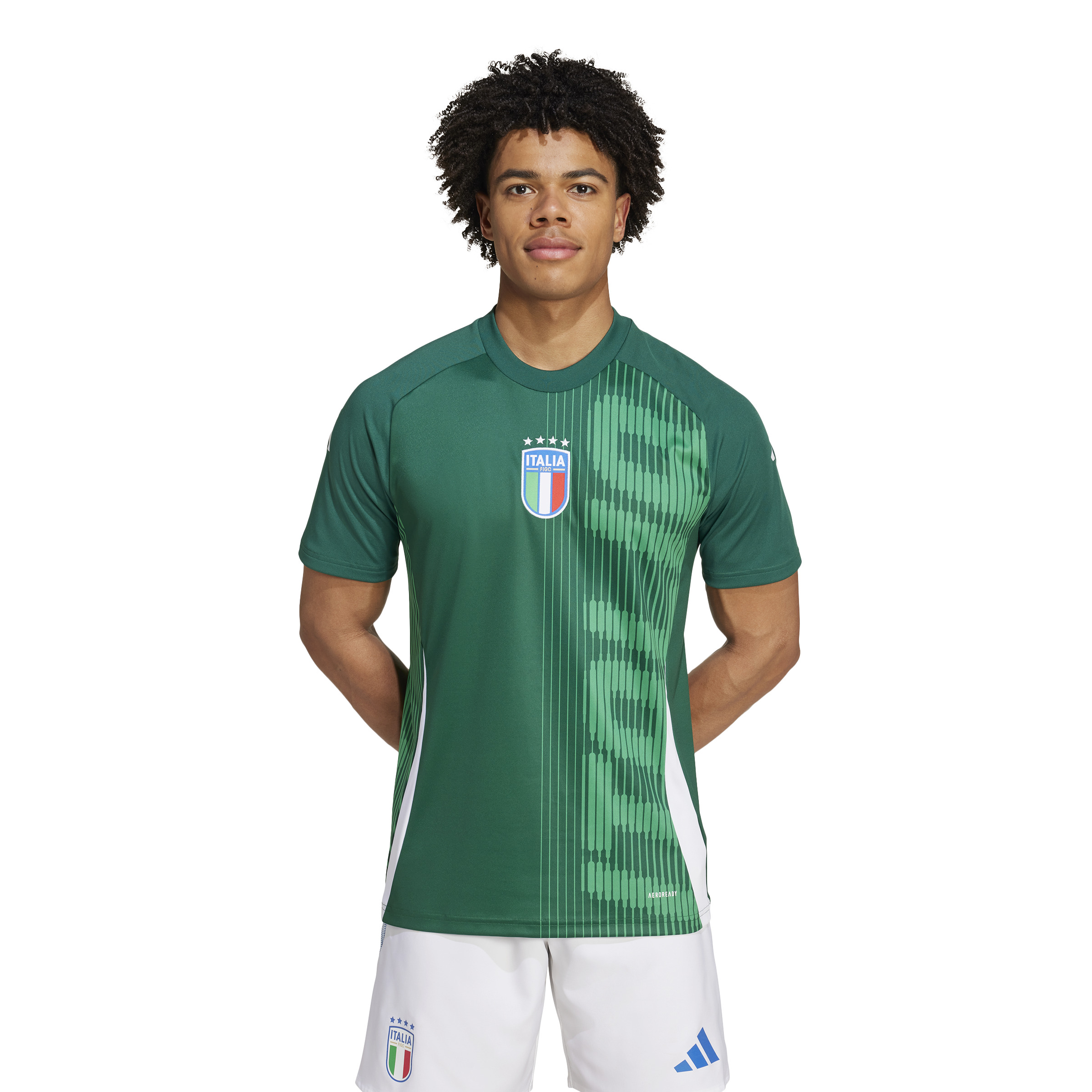 adidas Italië Pre-Match Trainingsshirt 2024-2026 Groen Wit