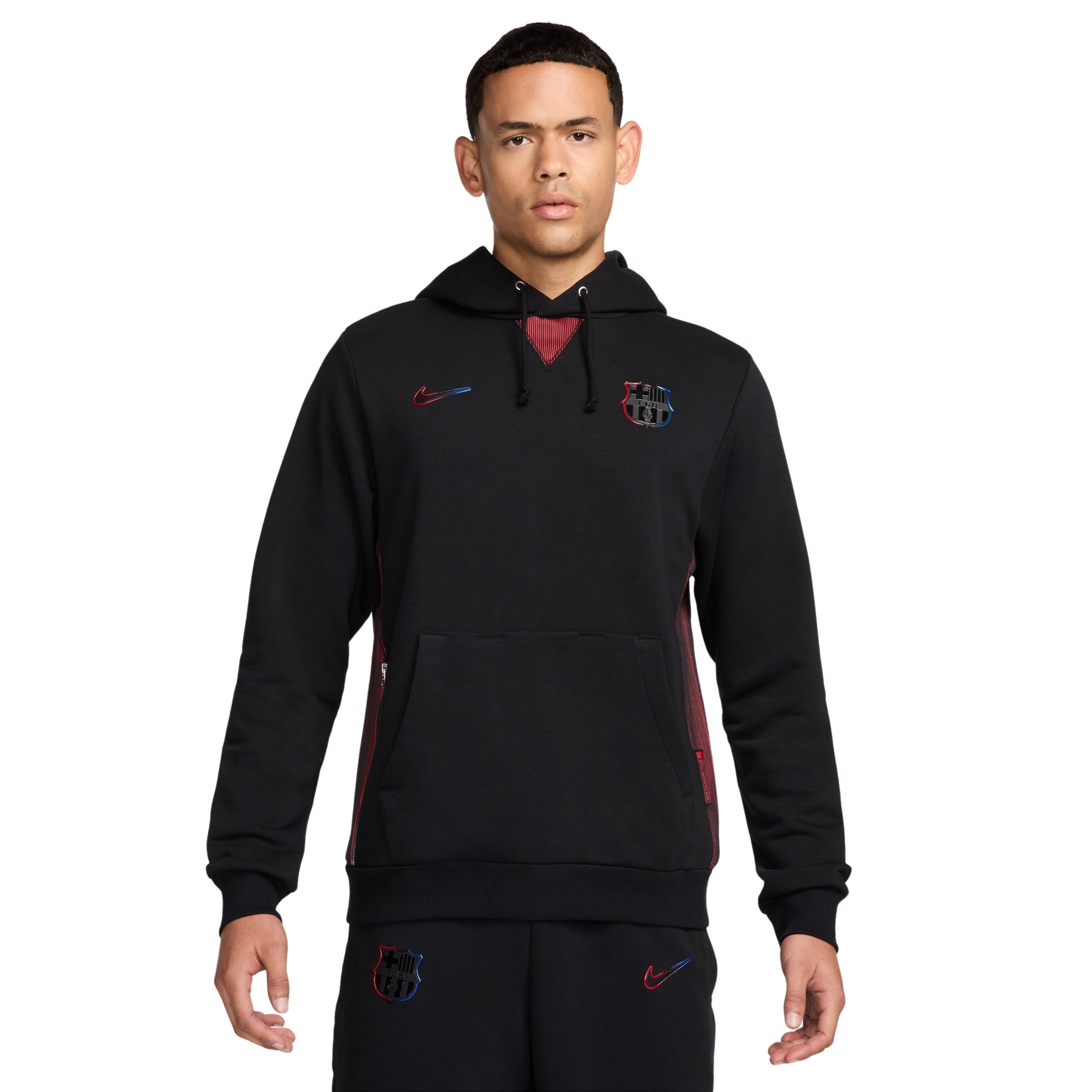 Nike FC Barcelona Standard Issue Hoodie 2024-2025 Zwart Rood Blauw