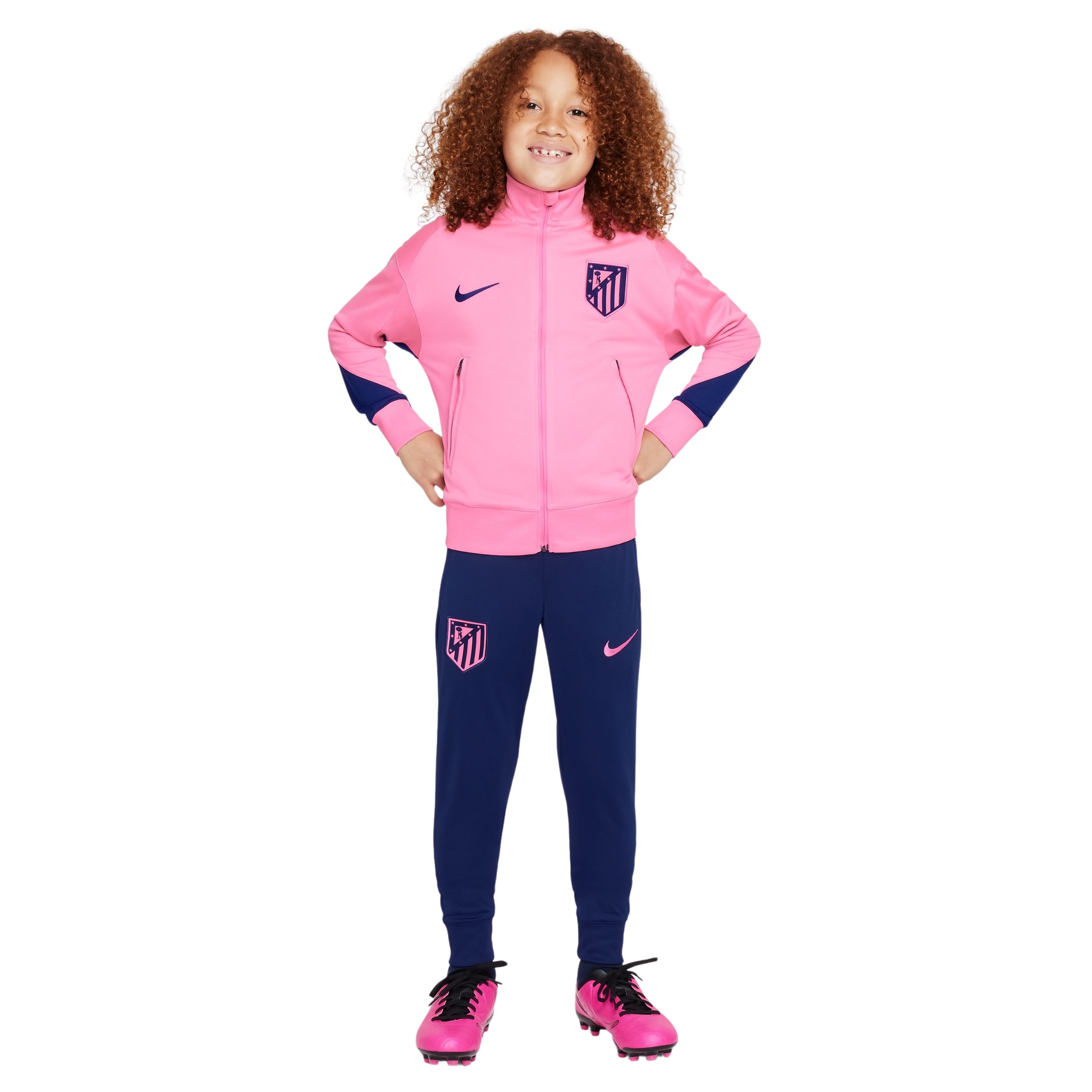 Nike Atletico Madrid Strike Trainingspak Full-Zip 2024-2025 Kids Roze Donkerblauw