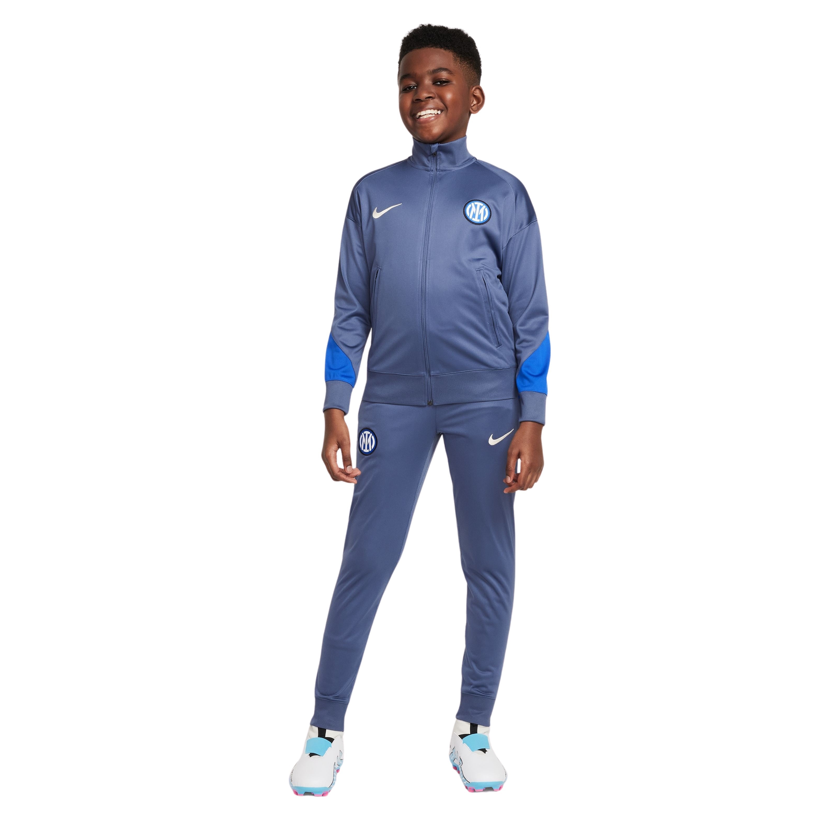 Nike Inter Milan Strike Trainingspak Full-Zip 2024-2025 Kids Grijsblauw Blauw Beige