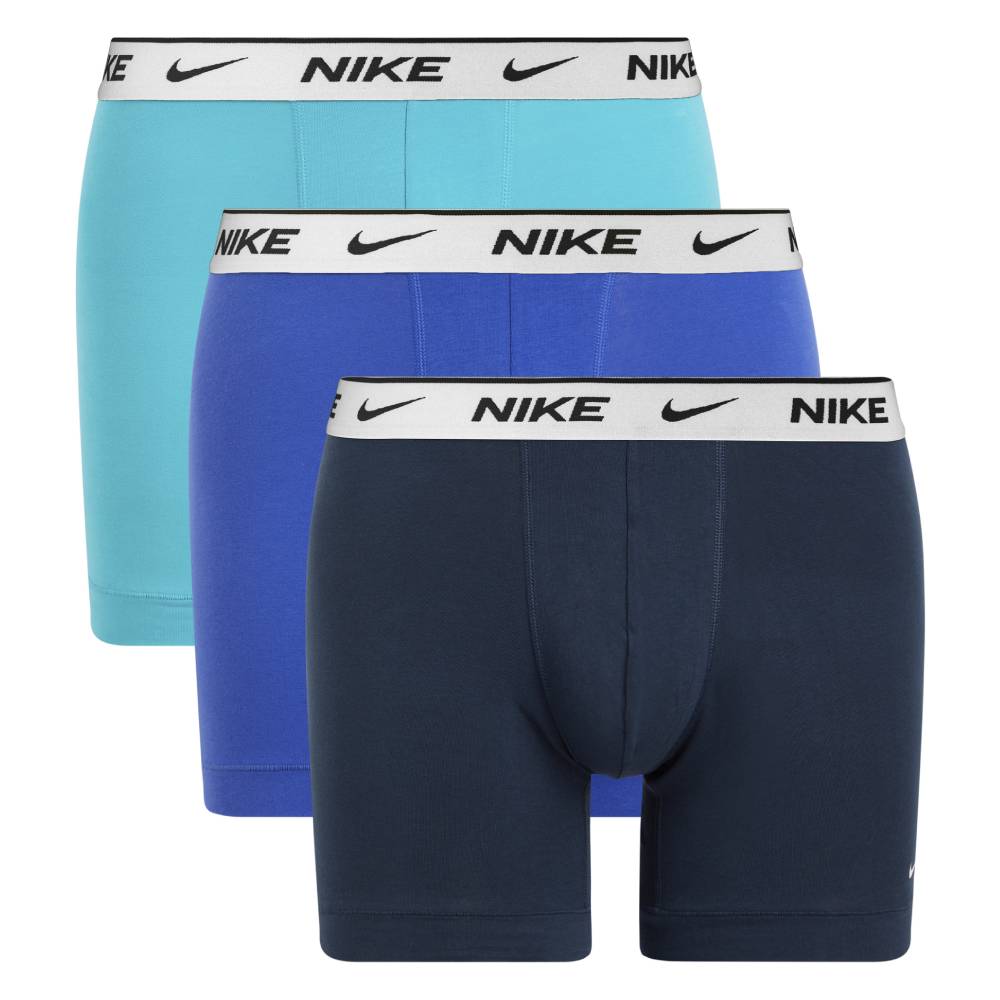 Nike Everyday Cotton Boxershort Brief 3-Pack Donkerblauw Blauw Turquoise