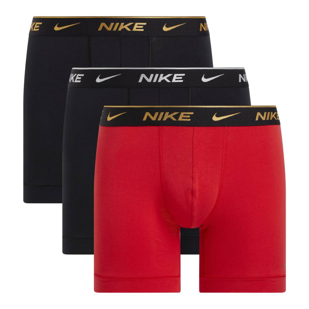 Nike Everyday Cotton Boxershort Brief 3-Pack Rood Zwart Zwart