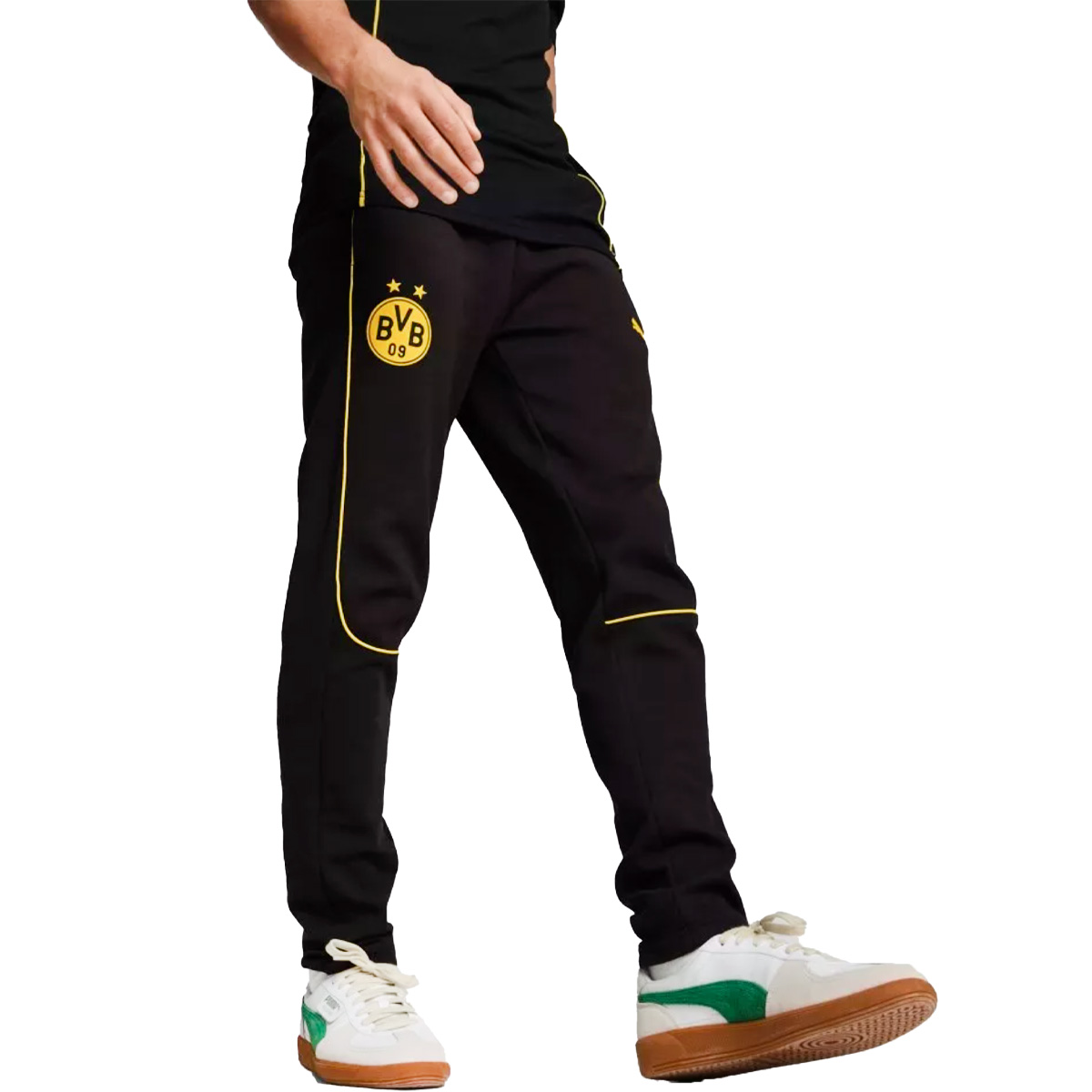 PUMA Borussia Dortmund Casuals Trainingsbroek 2024-2025 Zwart Geel