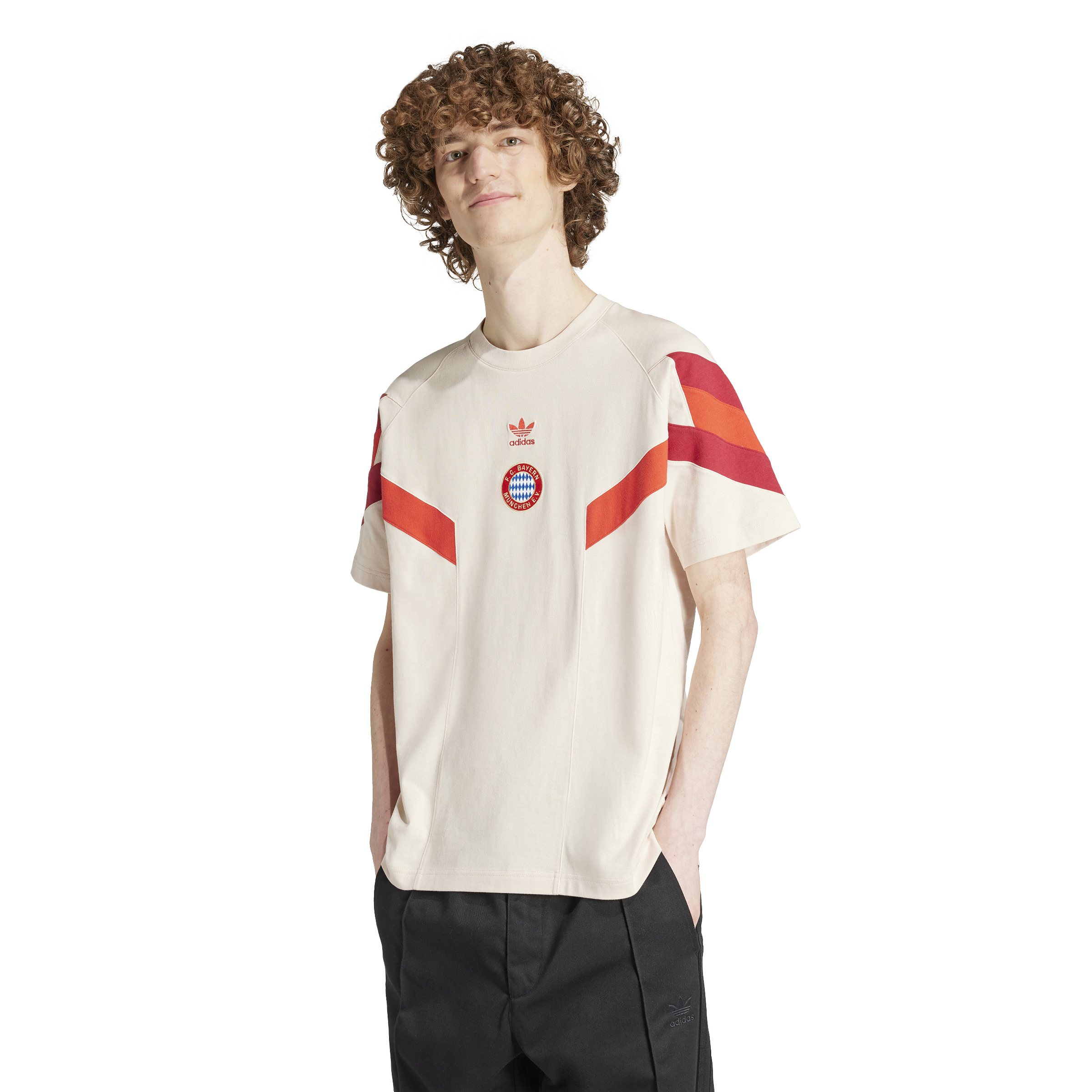 adidas Bayern München Originals T-Shirt 2024-2025 Beige Rood