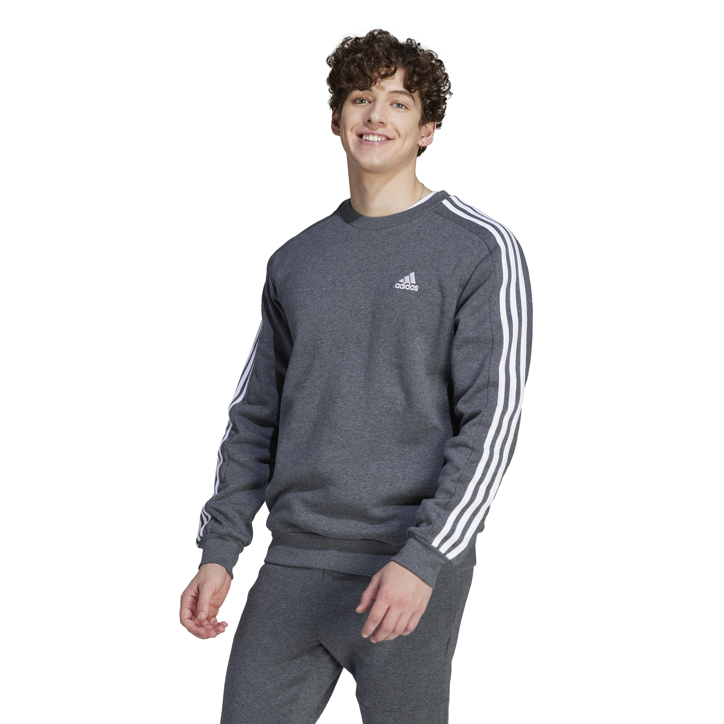 adidas Essentials Crew Sweater Donkergrijs Wit