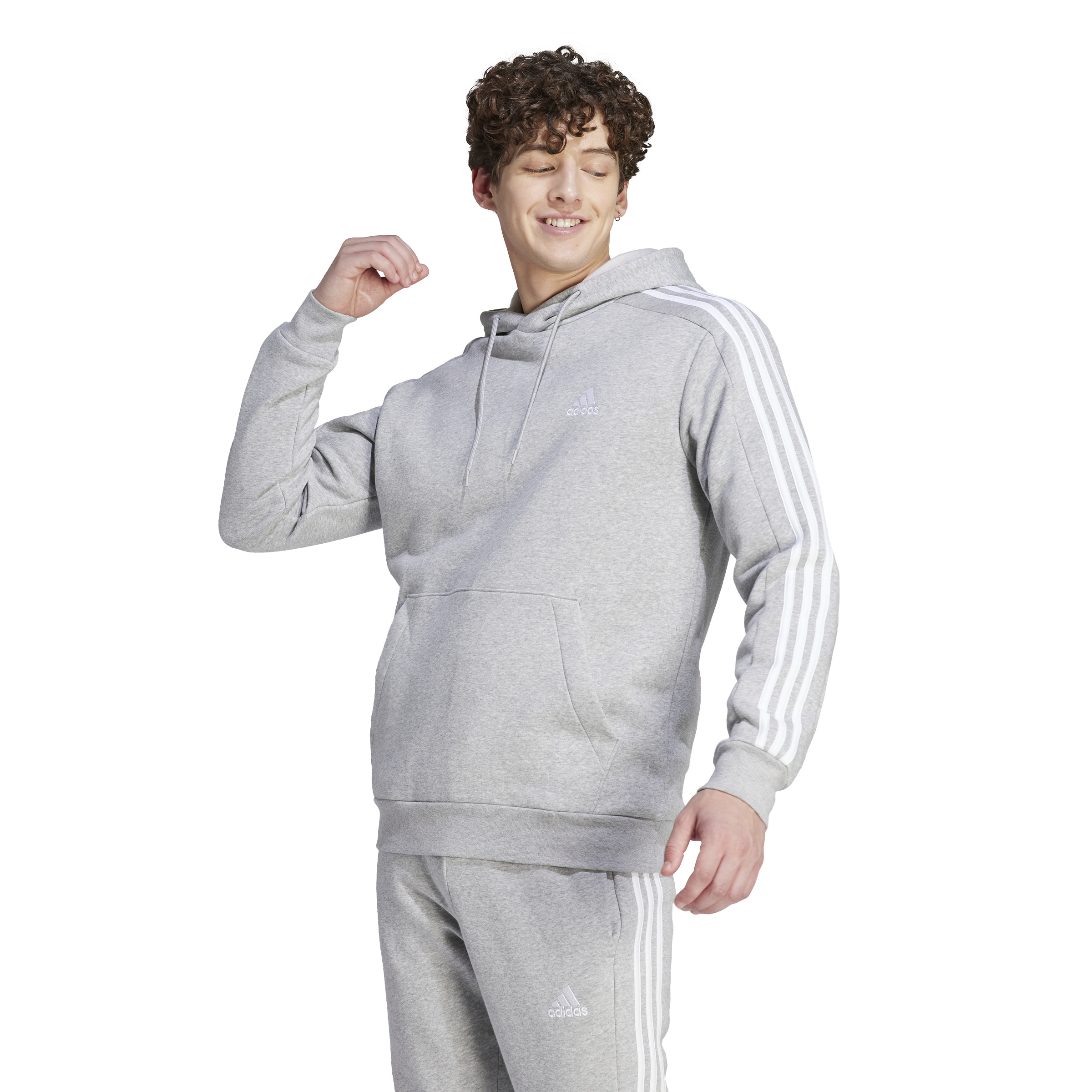 adidas Sportswear Essentials Fleece 3-Stripes Hoodie - Heren - Grijs - XS