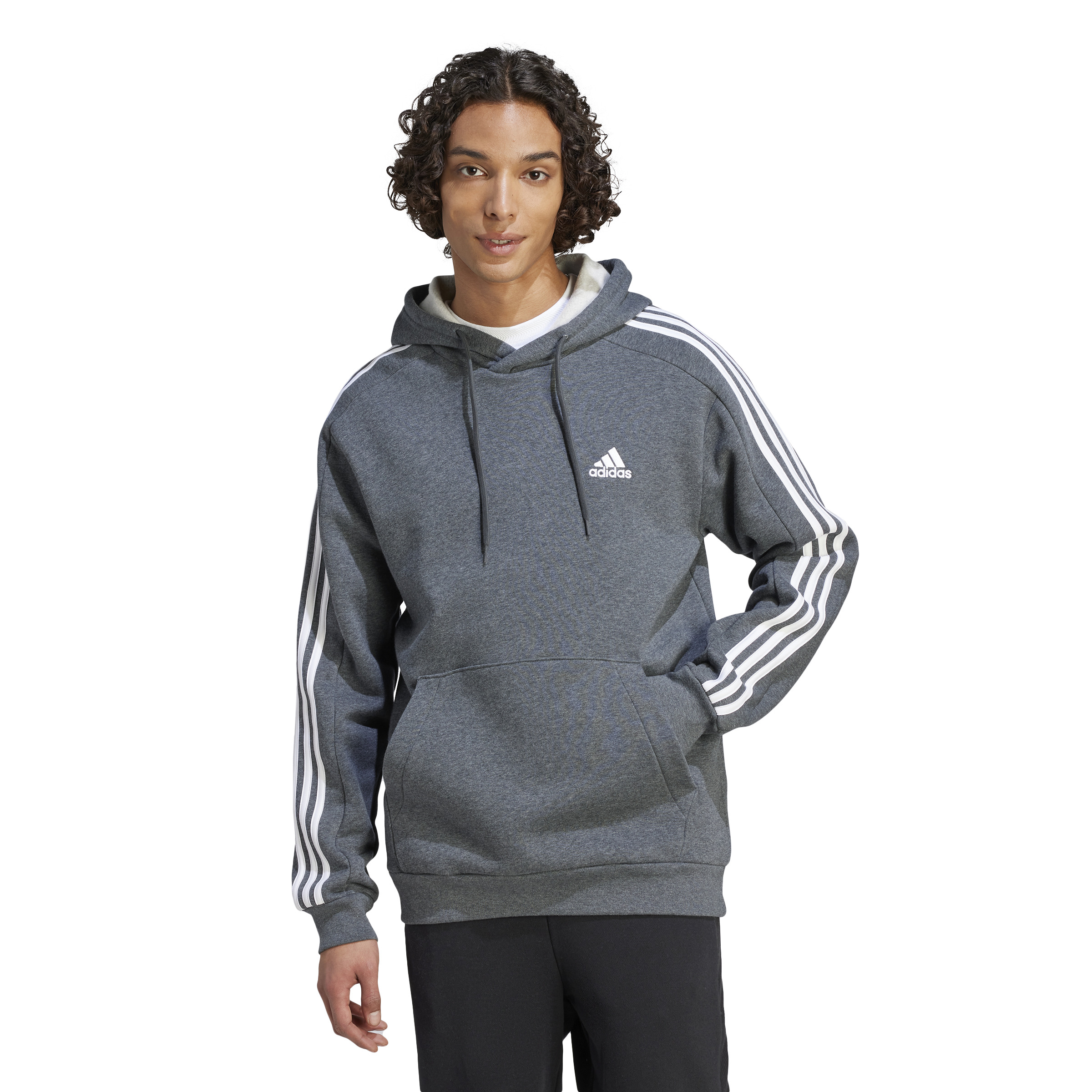 adidas Sportswear Essentials Fleece 3-Stripes Hoodie - Heren - Grijs - M