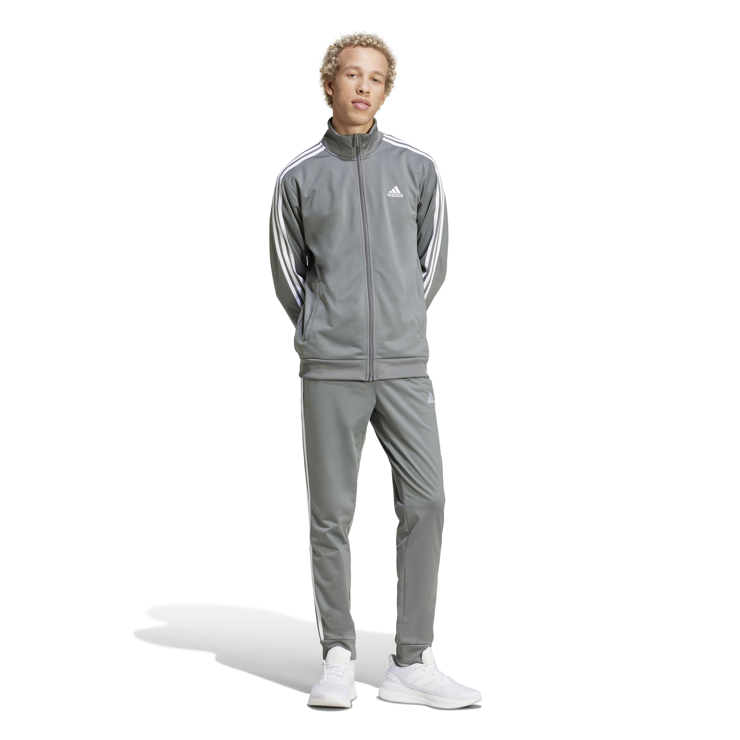 adidas Sportswear Basic 3-Stripes Tricot Trainingspak - Heren - Grijs- XS