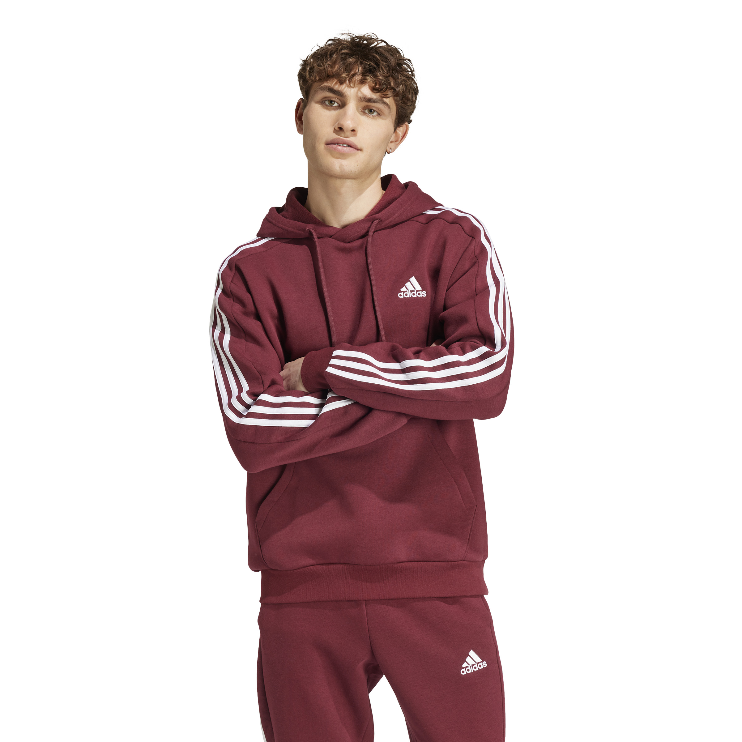 adidas Essentials Fleece Hoodie Bordeauxrood Wit