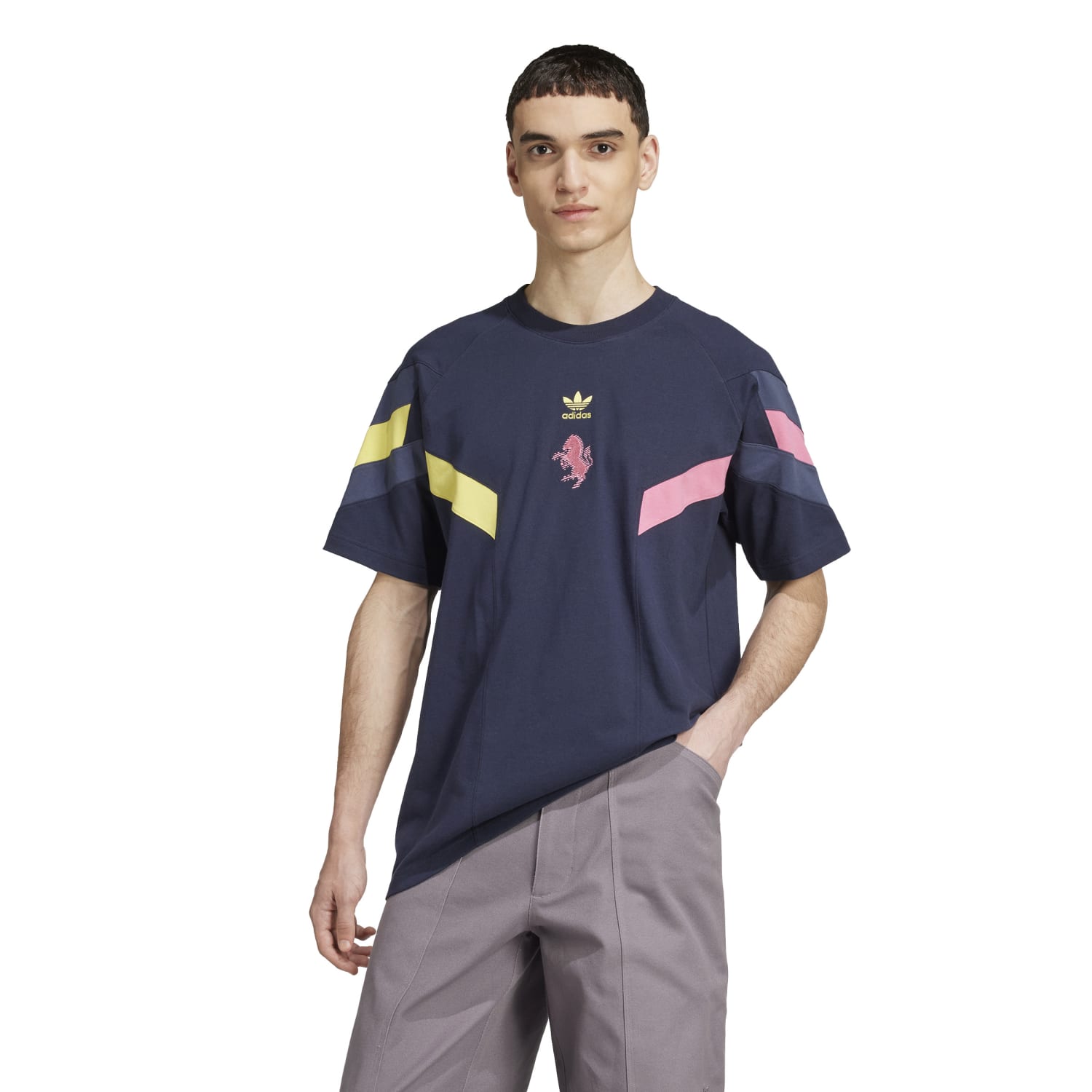 adidas Juventus Originals T-Shirt 2024-2025 Donkerblauw Geel Roze