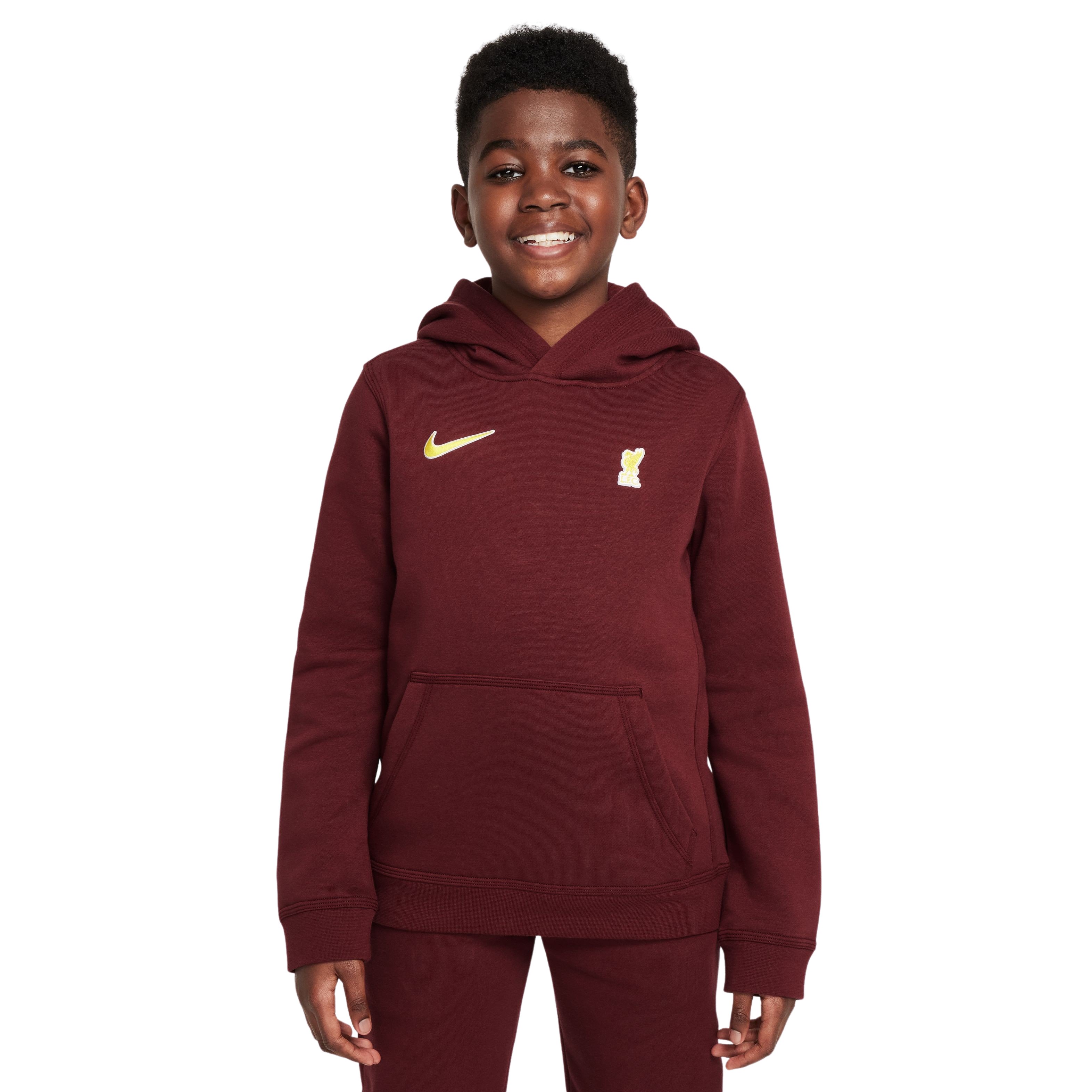 Nike Liverpool Club Hoodie 2024-2025 Kids Bordeauxrood Geel