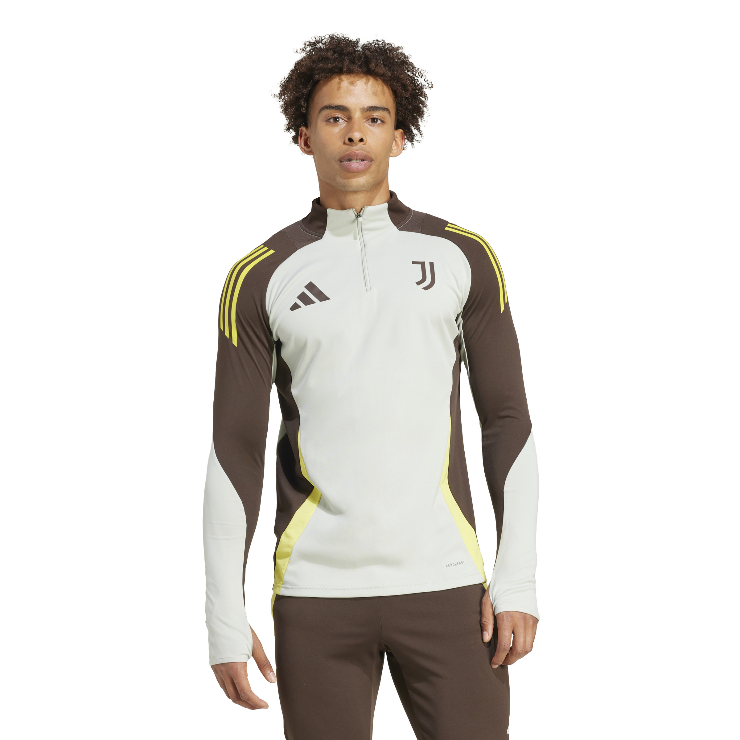 adidas Juventus Trainingstrui 1/4-Zip Europees 2024-2025 Grijs Olijfgroen Geel