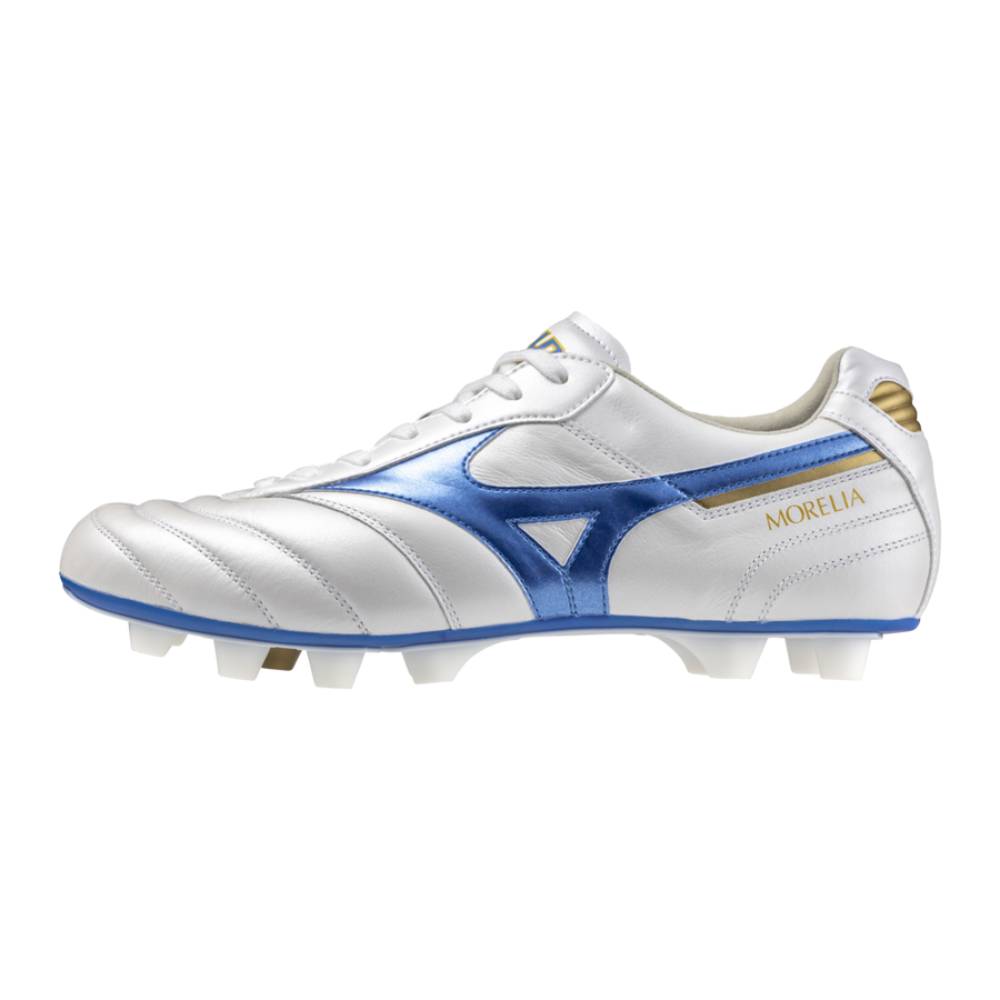 Mizuno Morelia II Elite Gras Voetbalschoenen (FG) Wit Blauw Goud