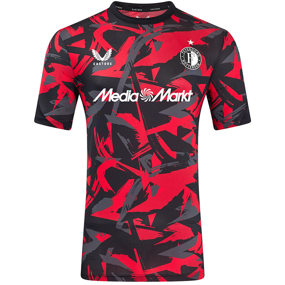 Castore Feyenoord Pre-Match Trainingsshirt 2024-2025 Zwart Rood