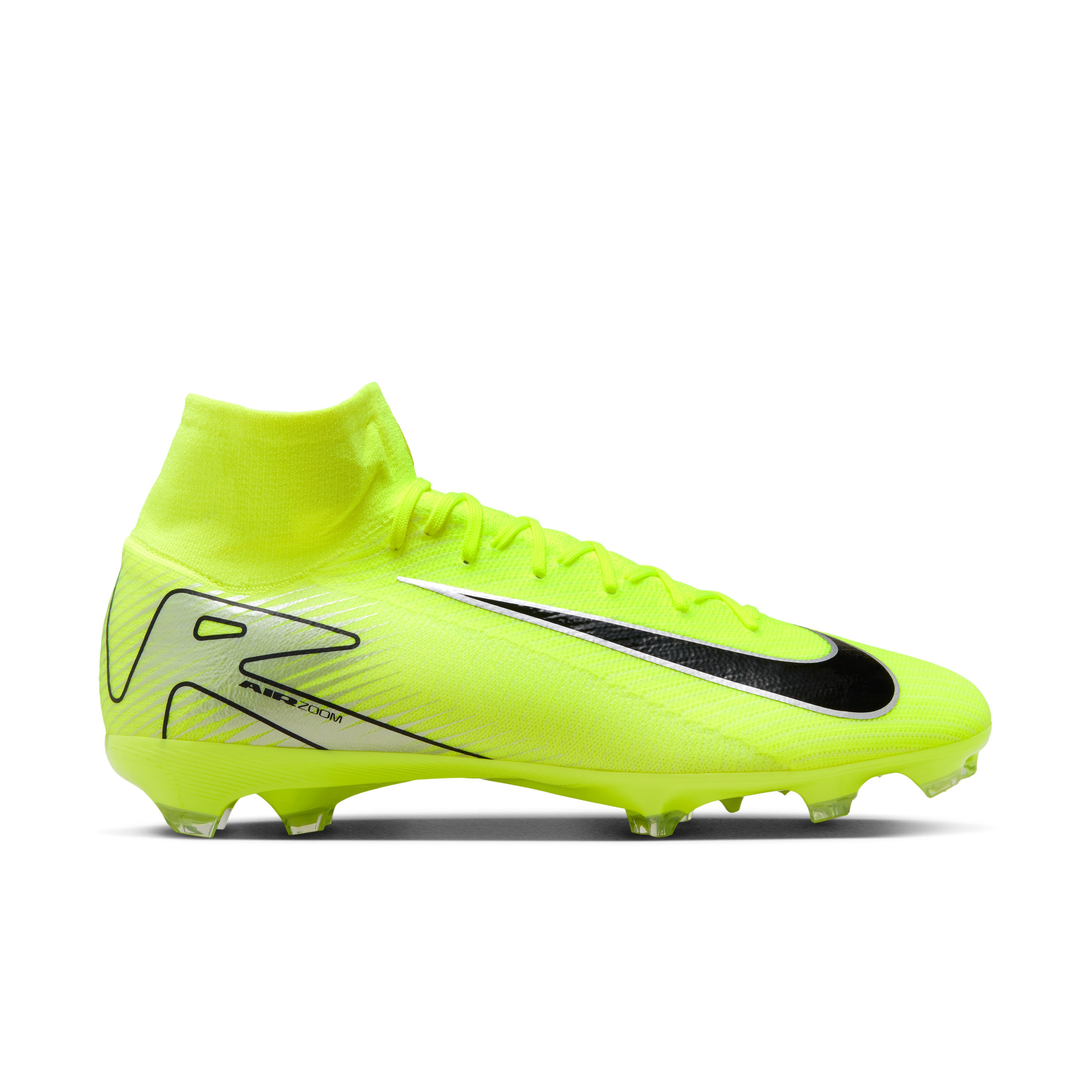 Nike Zoom Mercurial Superfly 10 Pro Gras Voetbalschoenen (FG) Neongeel Zwart Zilver