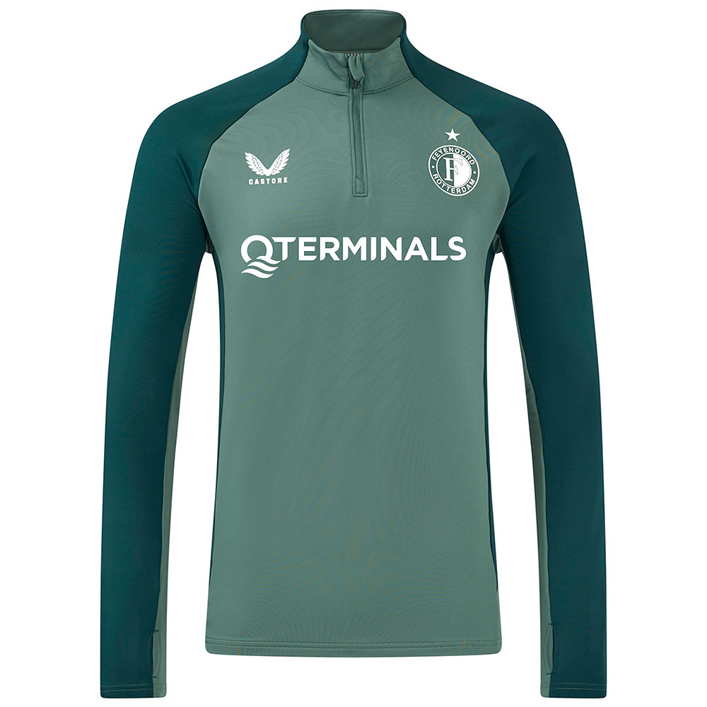 Castore Feyenoord Trainingstrui 1/4-Zip 2024-2025 Lichtgroen Donkergroen