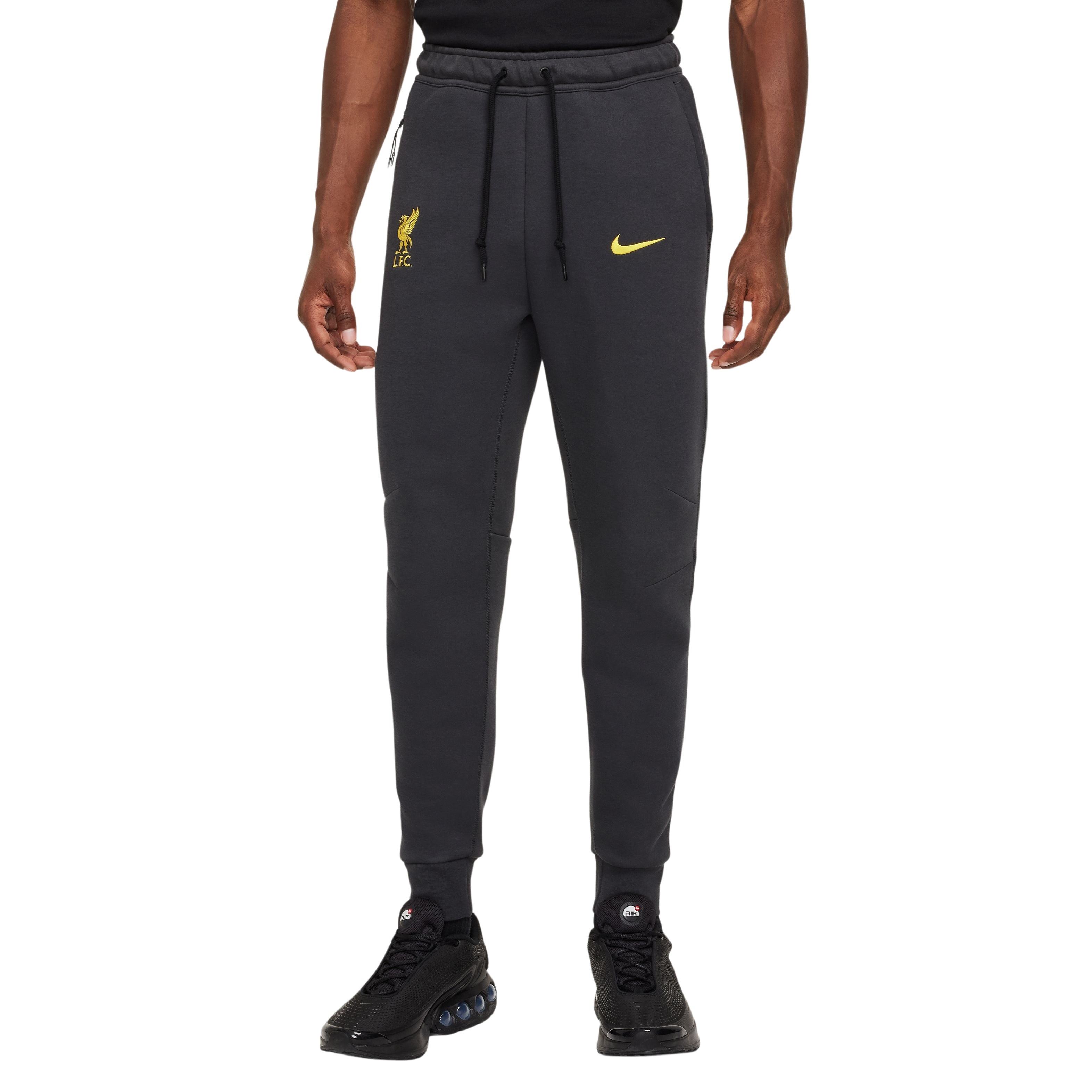 Nike Liverpool Tech Fleece Joggingbroek 2024-2025 Donkergrijs Geel