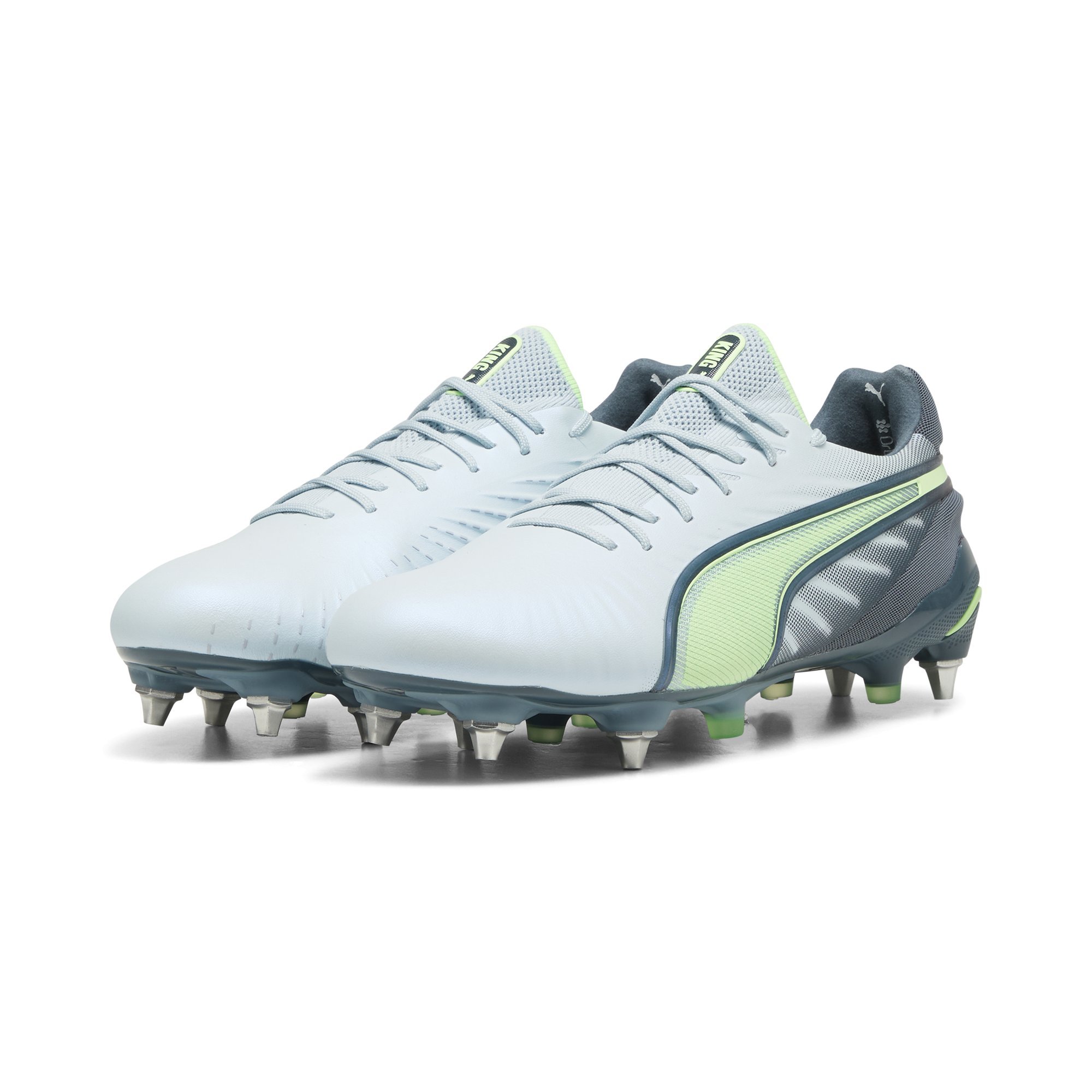 PUMA King Ultimate IJzeren-Nop Voetbalschoenen (SG) Lichtgrijs Donkergrijs Lichtgroen