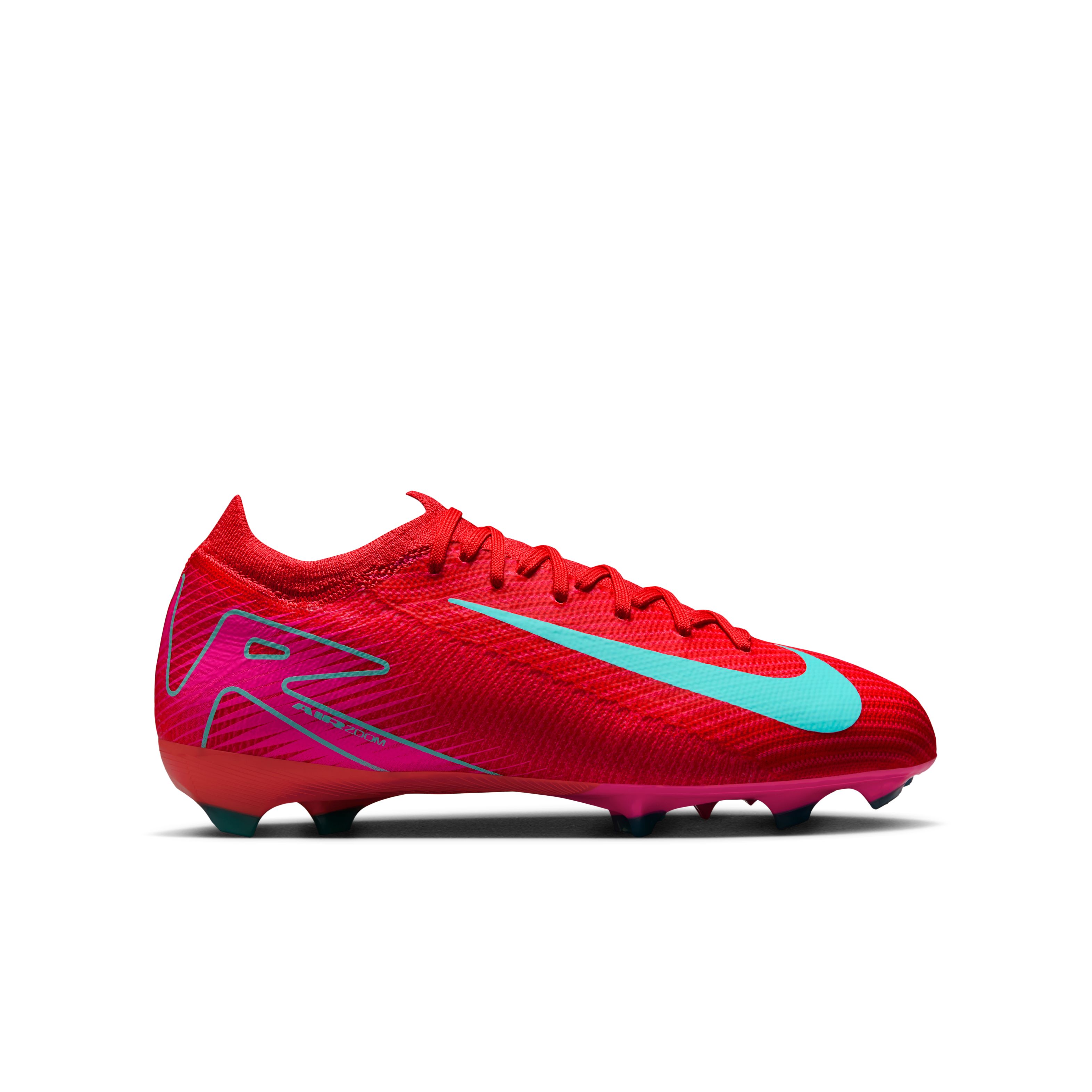 Nike Zoom Mercurial Vapor 16 Pro Gras Voetbalschoenen (FG) Kids Rood Turquoise Roze