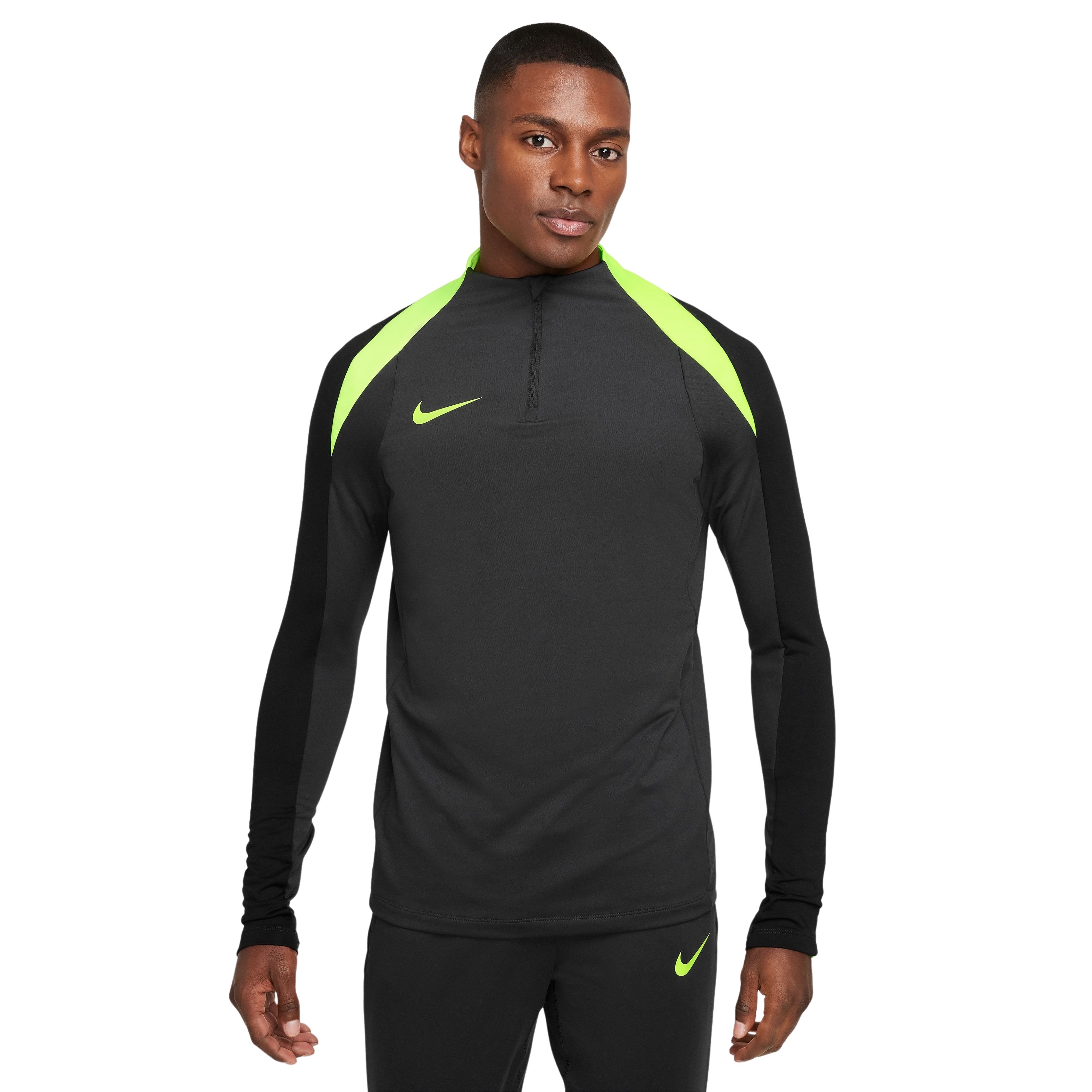 Nike Strike Trainingstrui 1/4-Zip Antraciet Zwart Felgroen