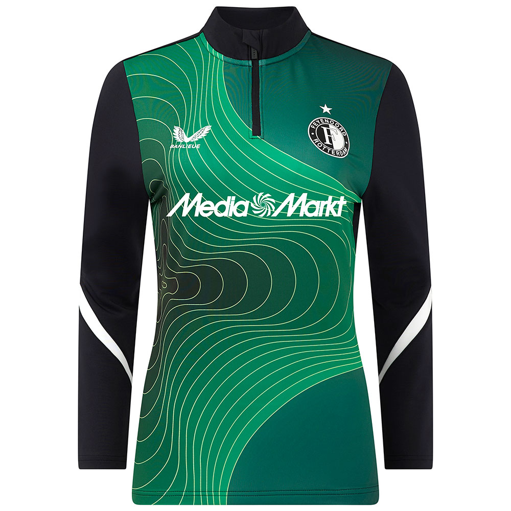 Castore Feyenoord Pre-Match Trainingstrui 1/4-Zip 2024-2025 Dames Groen Zwart Wit