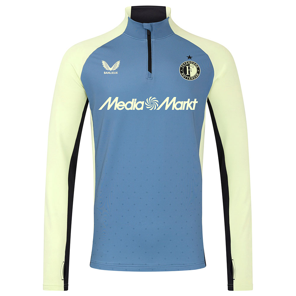 Castore Feyenoord Trainingstrui 1/4-Zip 2024-2025 Blauw Lichtgeel