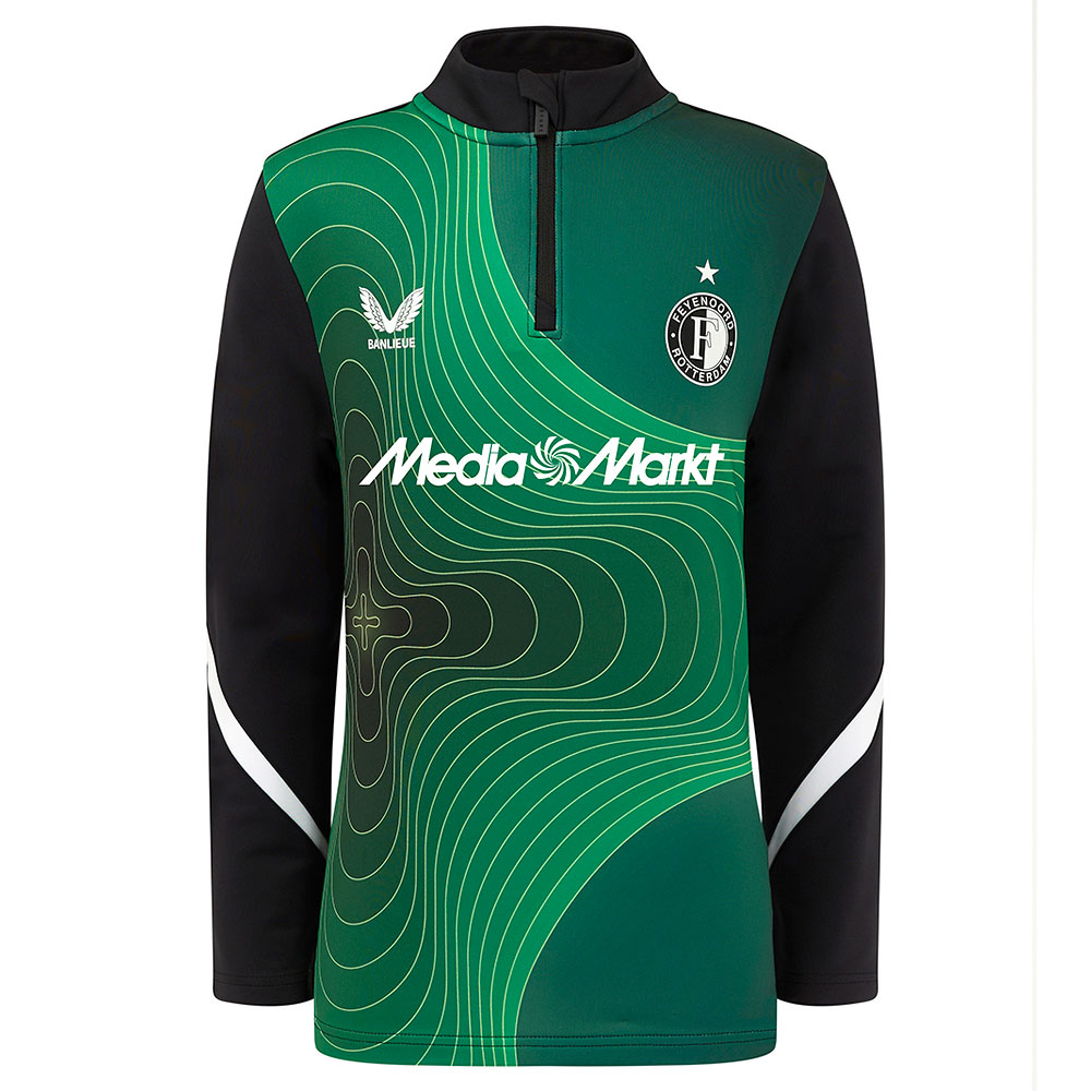 Castore Feyenoord Pre-Match Trainingstrui 1/4-Zip 2024-2025 Groen Zwart Wit