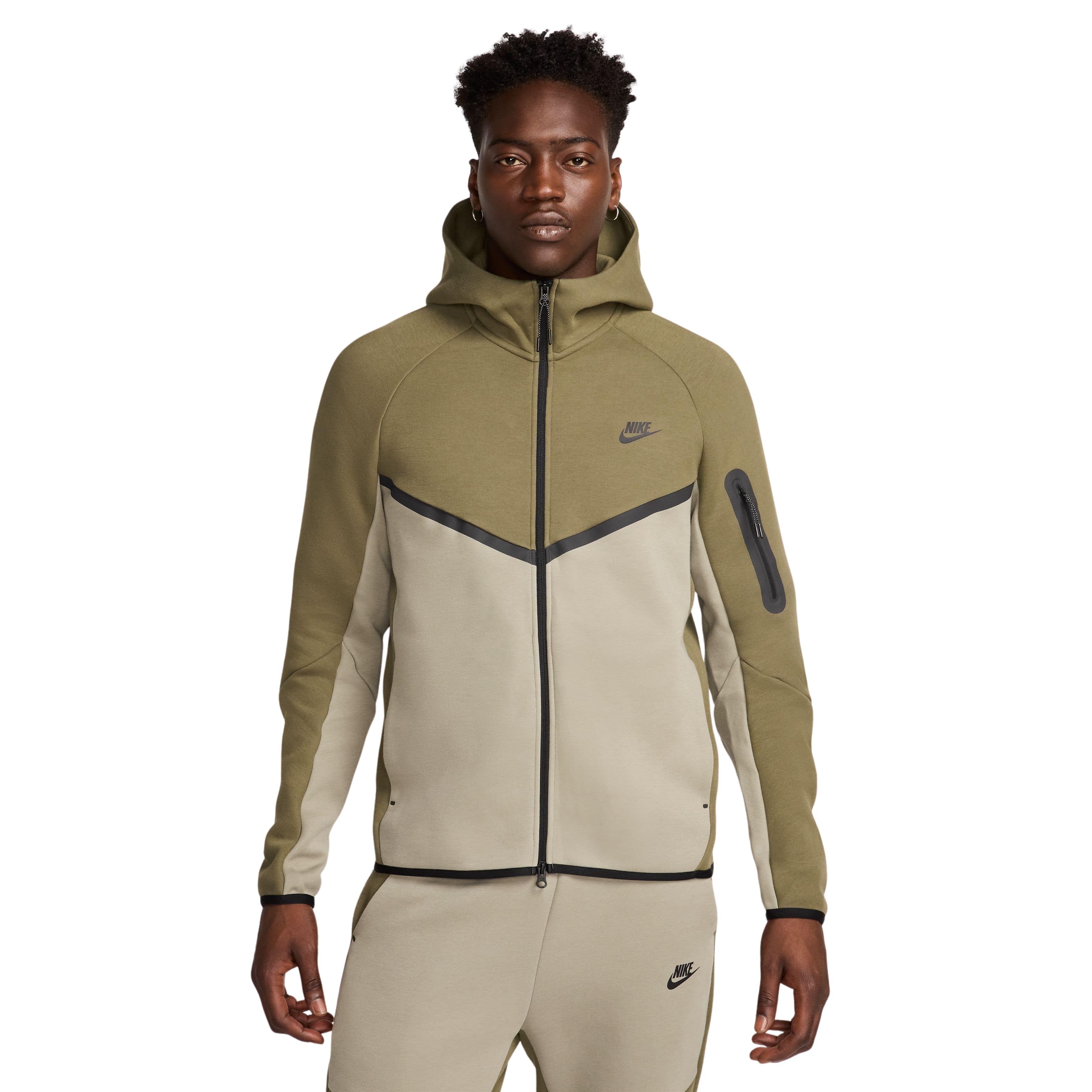 Nike Tech Fleece Sportswear Vest Olijfgroen Beige Zwart