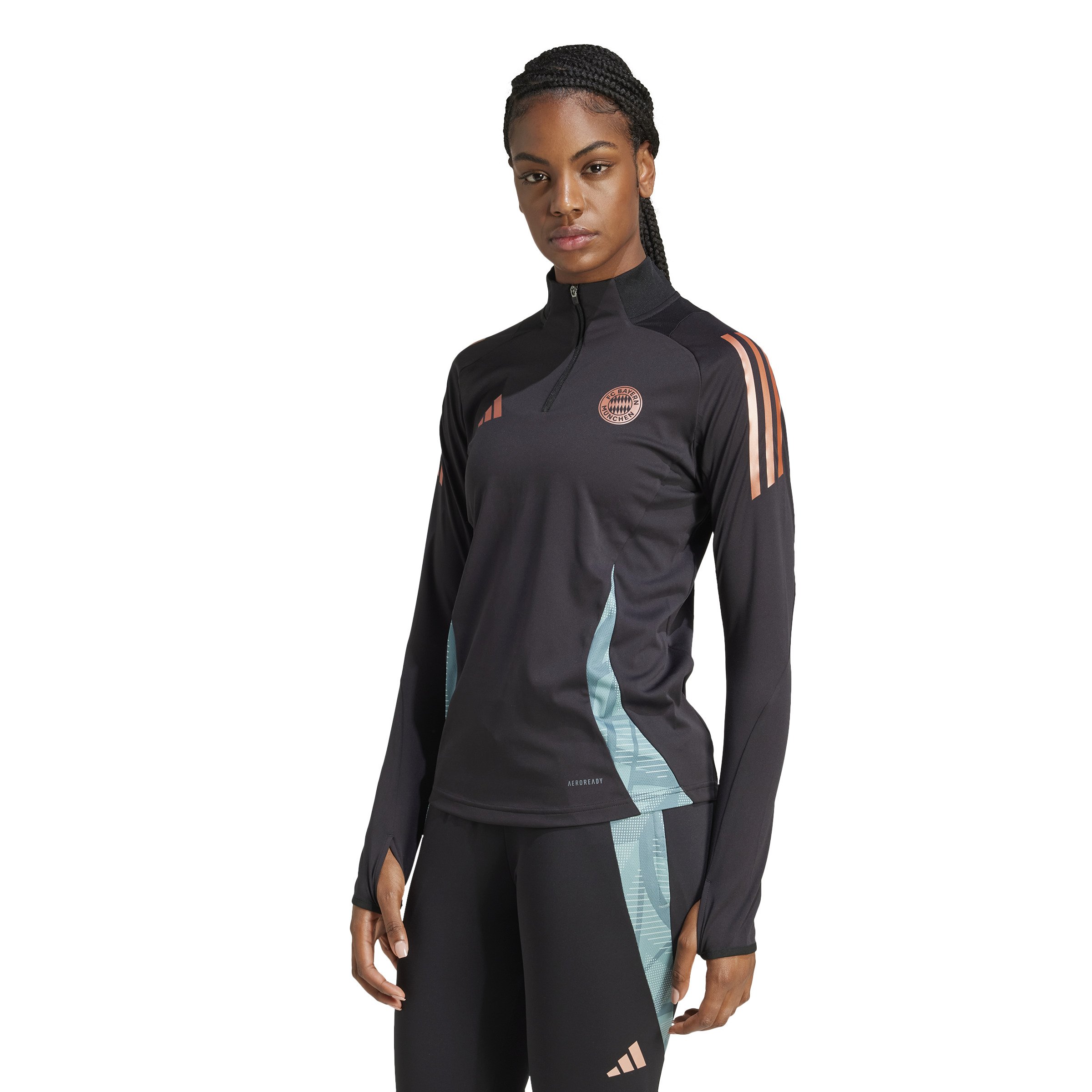 adidas Bayern München Trainingstrui 1/4-Zip 2024-2025 Dames Zwart Groen Brons