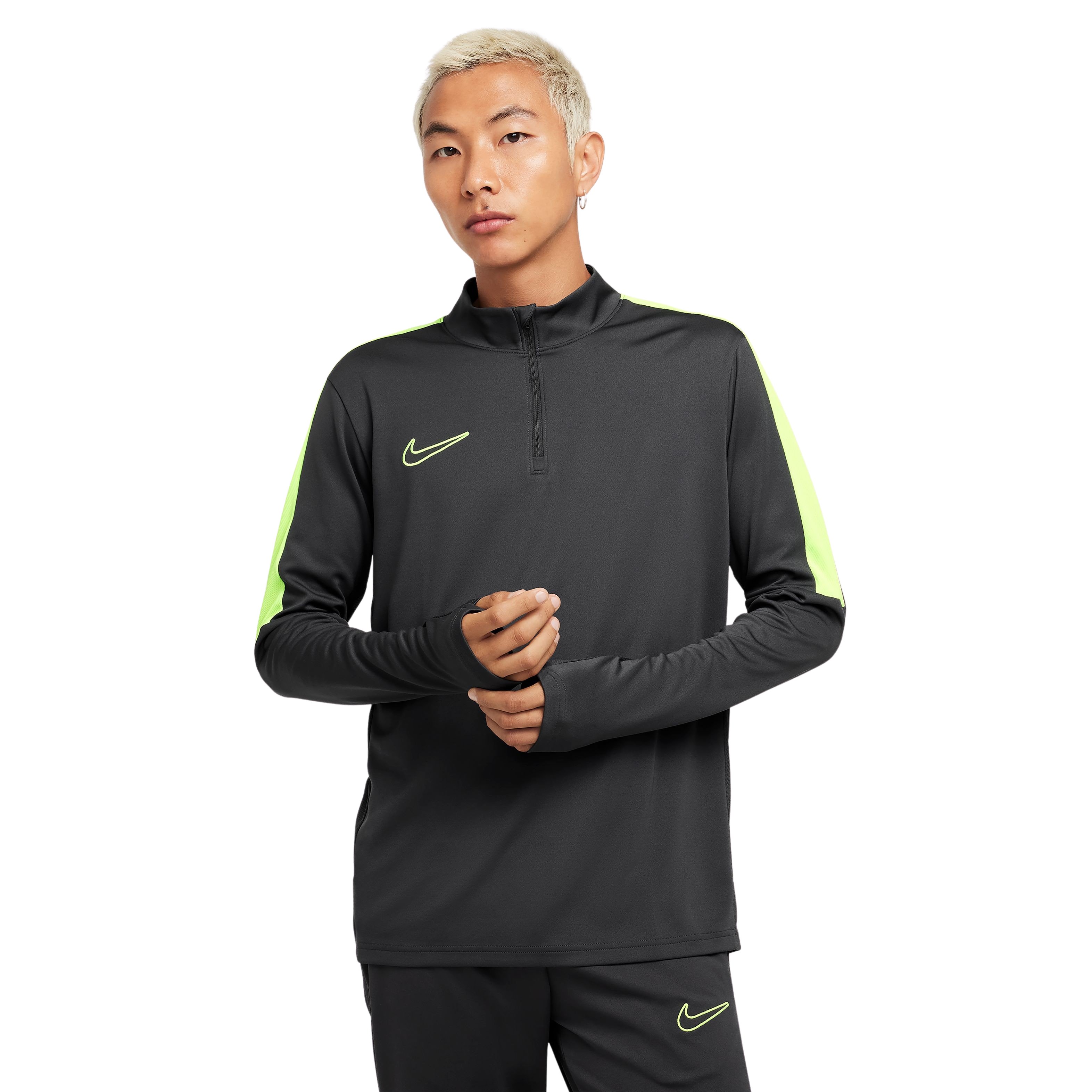 Nike Academy 23 Trainingstrui 1/4-Zip Donkergrijs Lichtgroen