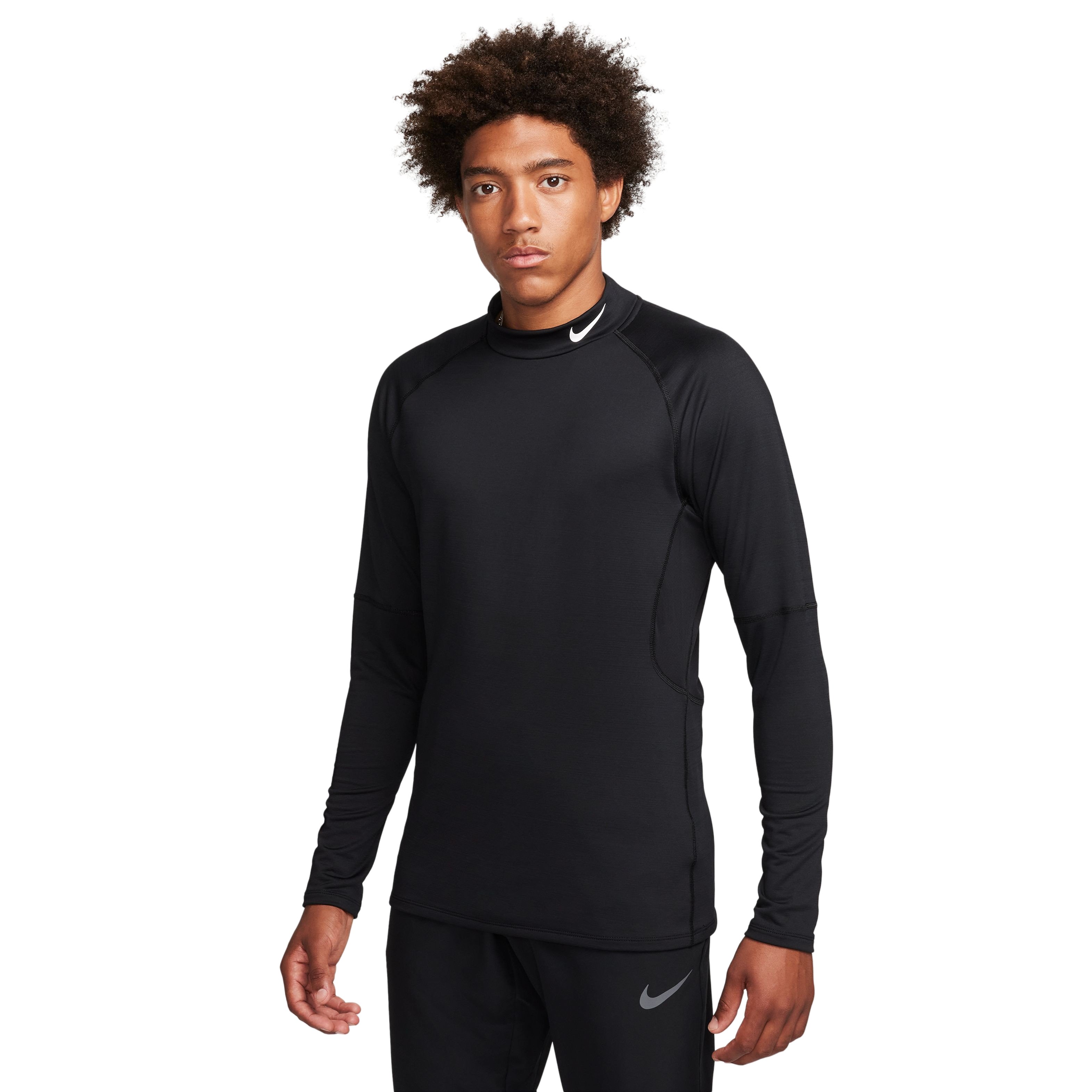 Nike Pro Warm Ondershirt Lange Mouwen Zwart Wit