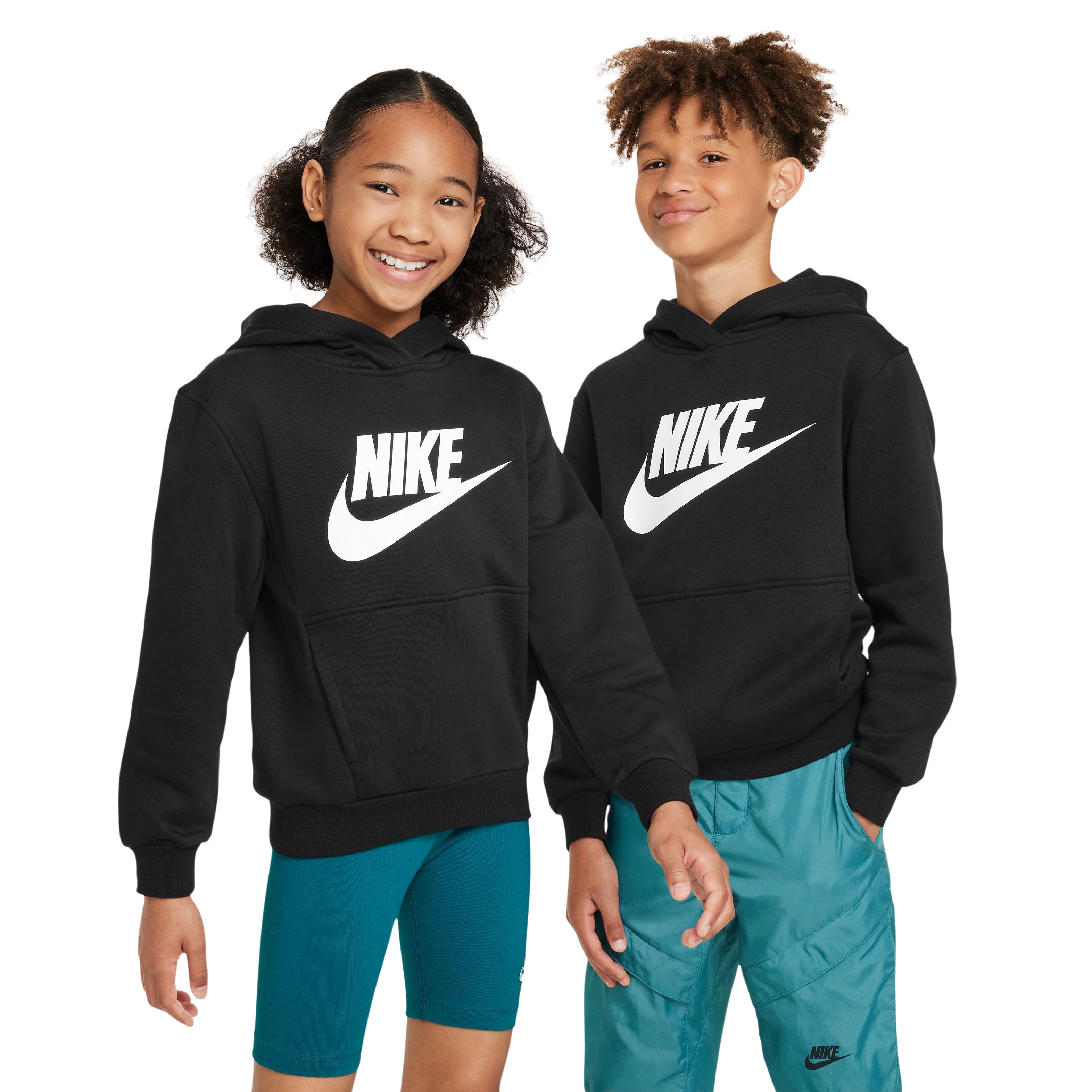 Nike Sportswear Club Big Logo Fleece Hoodie Kids Zwart Wit