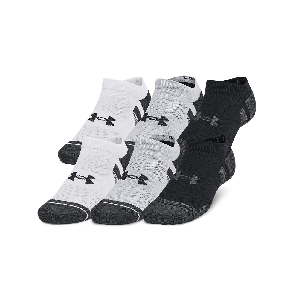 Under Armour Performance Tech No Show Sportsokken 6-Pack Wit Grijs Zwart