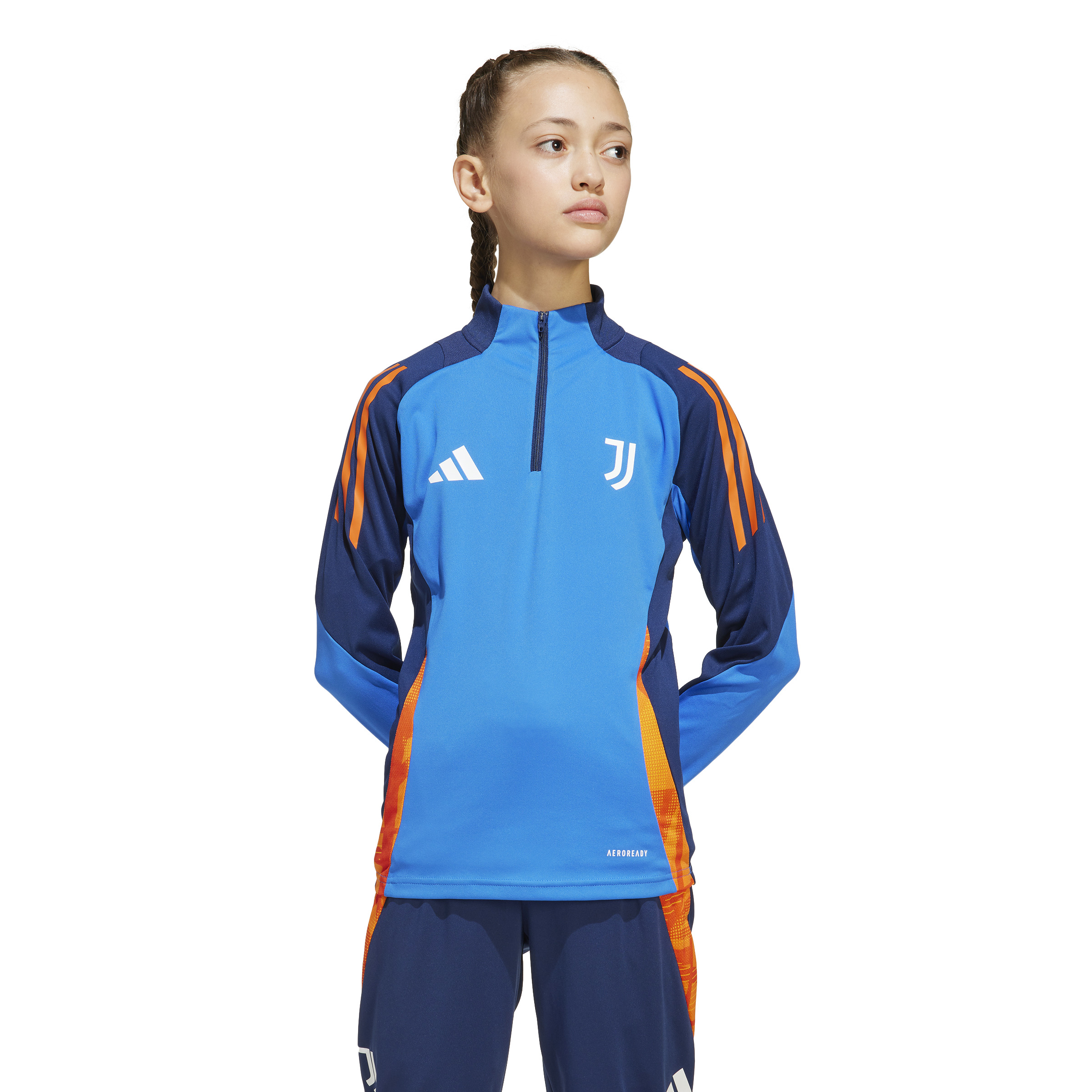 adidas Juventus Trainingstrui 1/4-Zip 2024-2025 Kids Blauw Oranje Wit